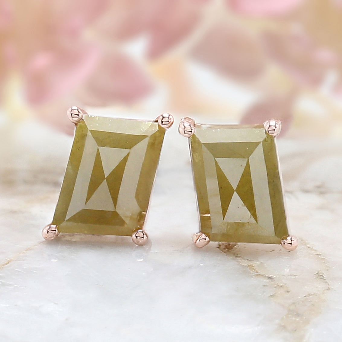 Antique Yellow Color Diamond Earring Engagement Wedding Gift Earring 14K Solid Rose White Yellow Gold Earring 2.62 CT KDL5011
