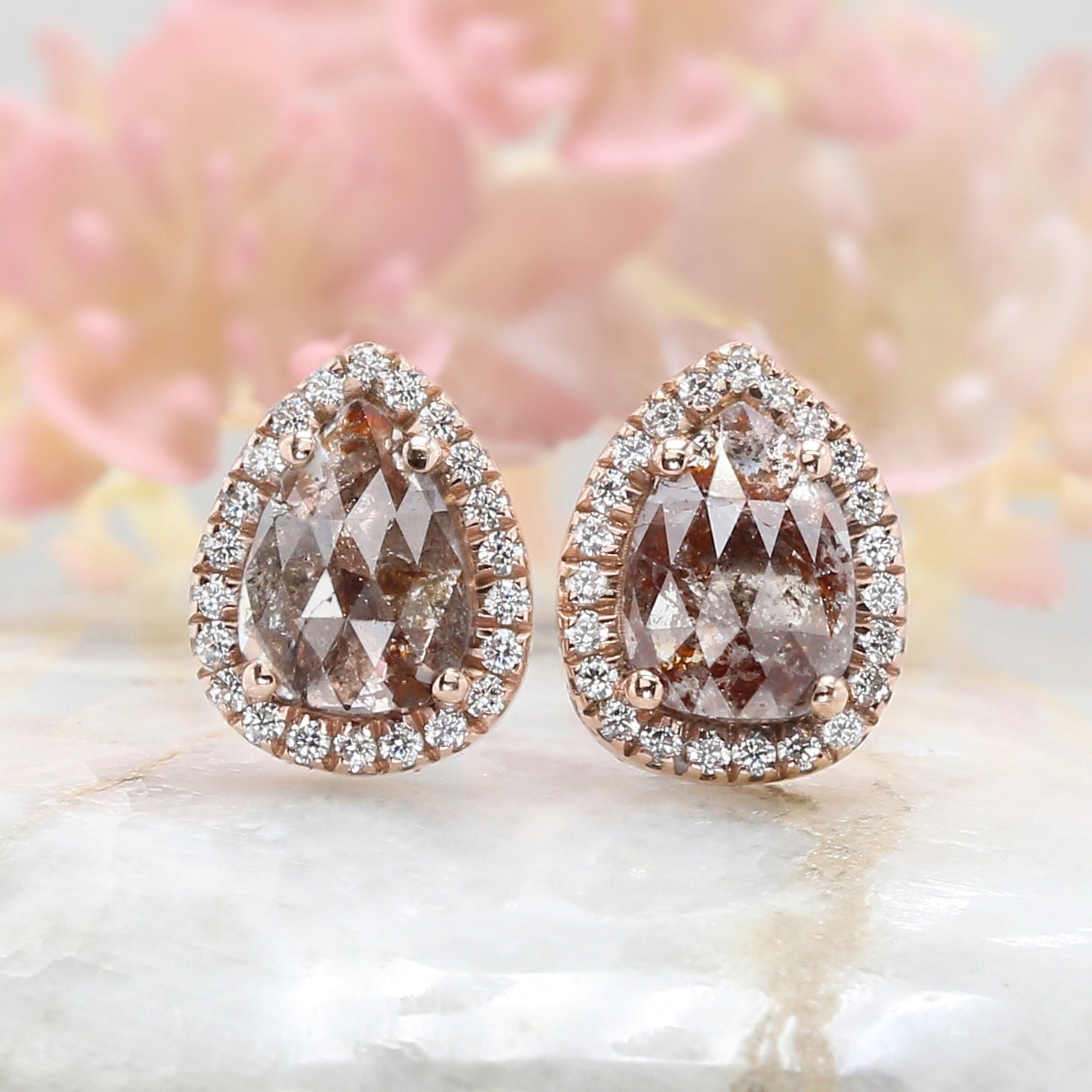 Pear Brown Color Diamond Earring Engagement Wedding Gift Earring 14K Solid Rose White Yellow Gold Earring 2.06 CT KDL6875
