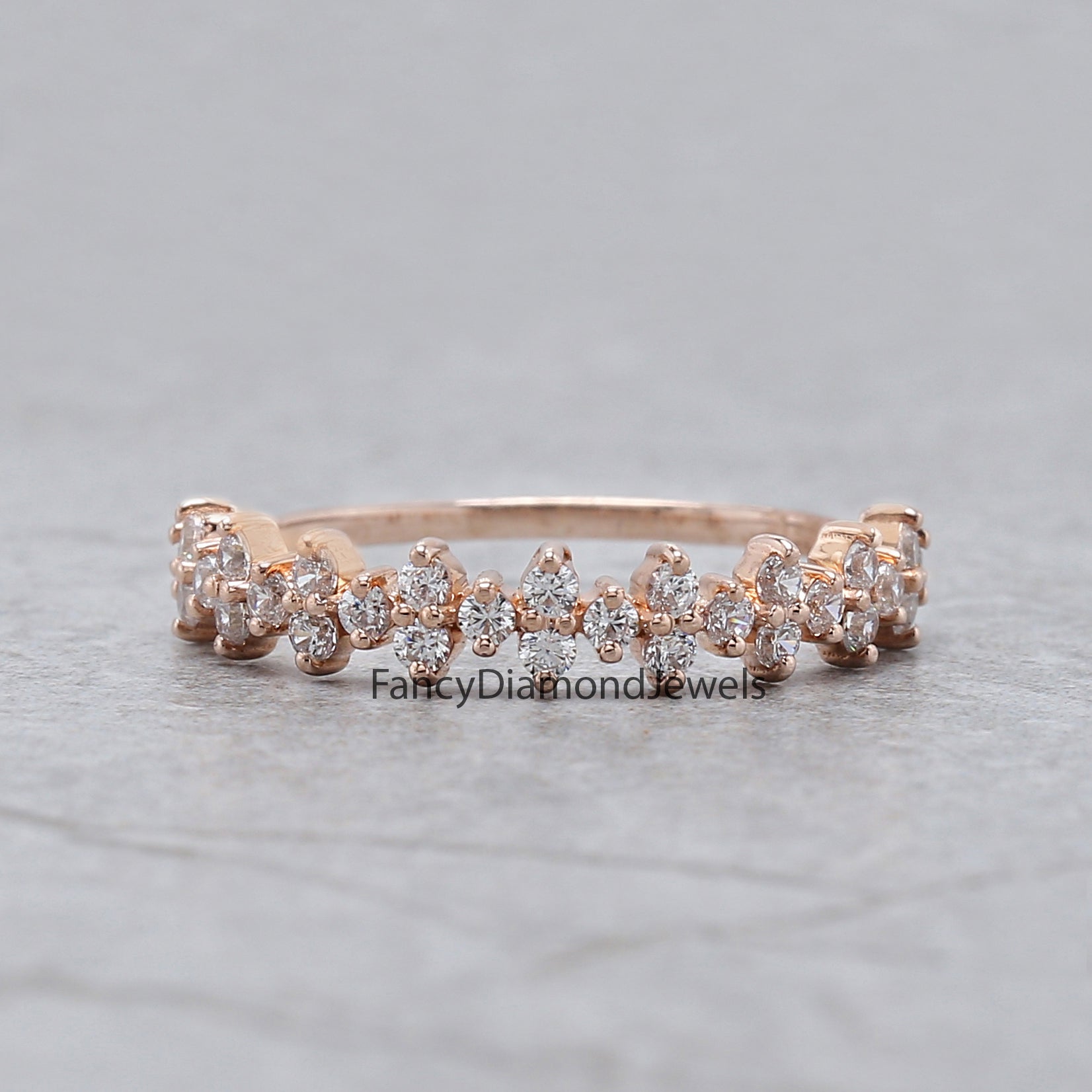 Round White Diamond Band Engagement Wedding Gift Band 14K Solid Rose White Yellow Gold Band 0.42 Ct KD909