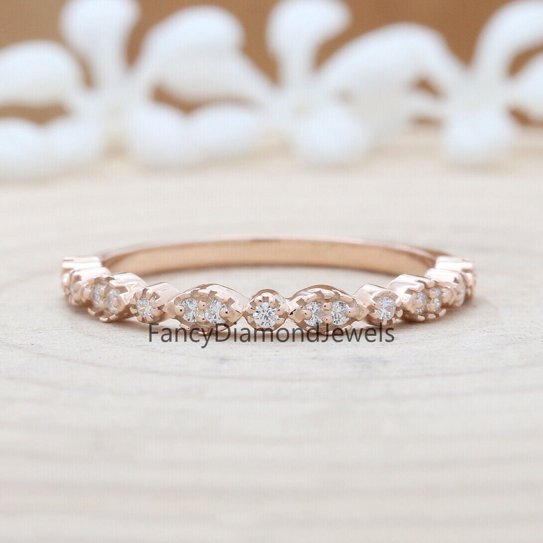 14K Gold Band White Round Diamond Ring Engagement Wedding Bridal Gift Ring KD085