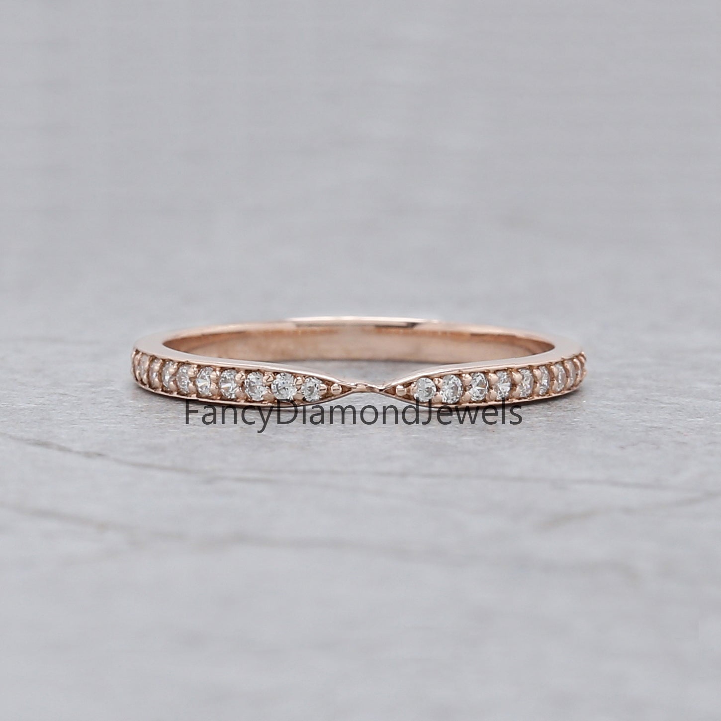 Round White Diamond Band Engagement Wedding Gift Band 14K Solid Rose White Yellow Gold Band 0.14 Ct KD910