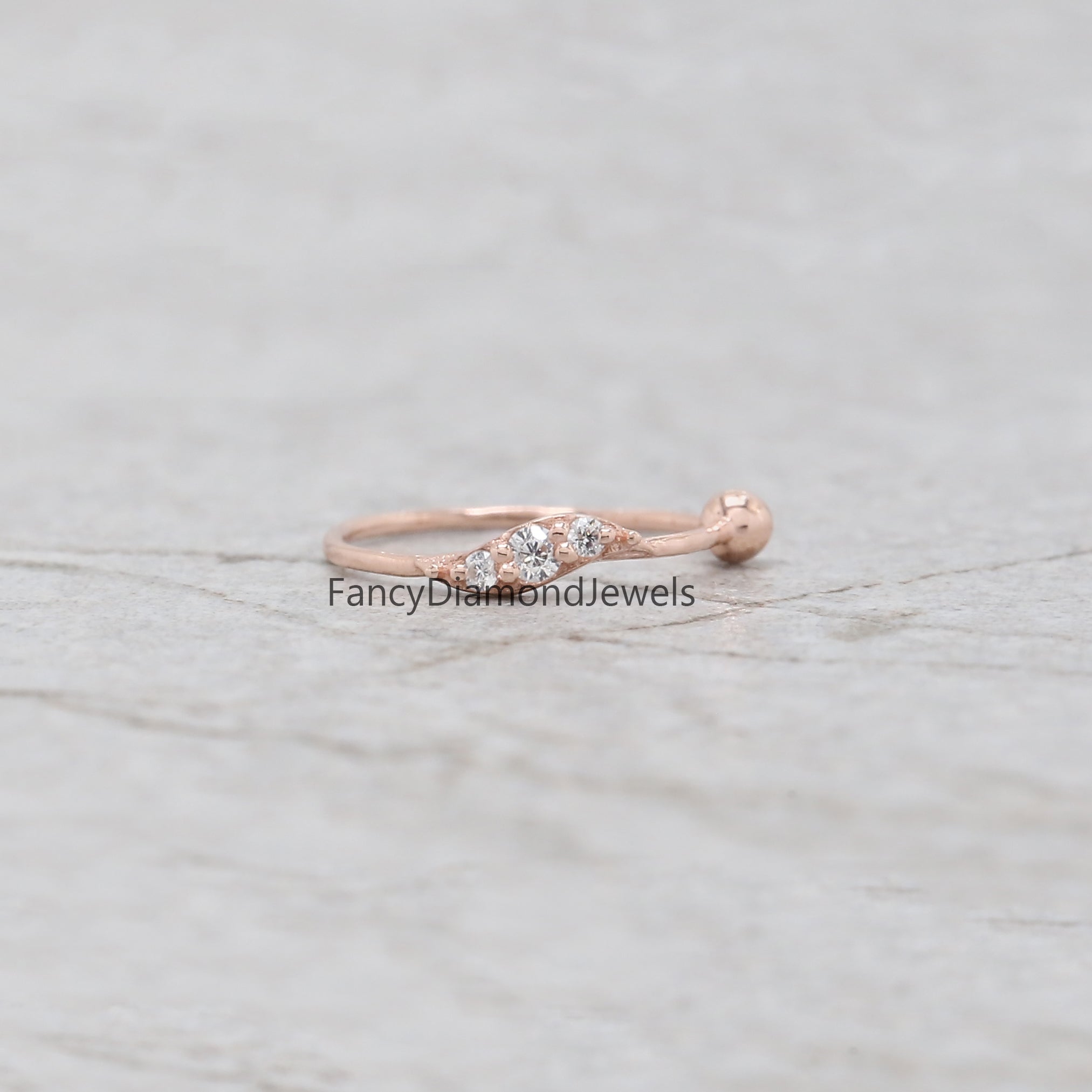 Natural White Round Diamond Nose Rings Engagement Wedding Gift Nose Ring 14K Solid Rose White Yellow Gold Nose Ring 0.08 CT KD965