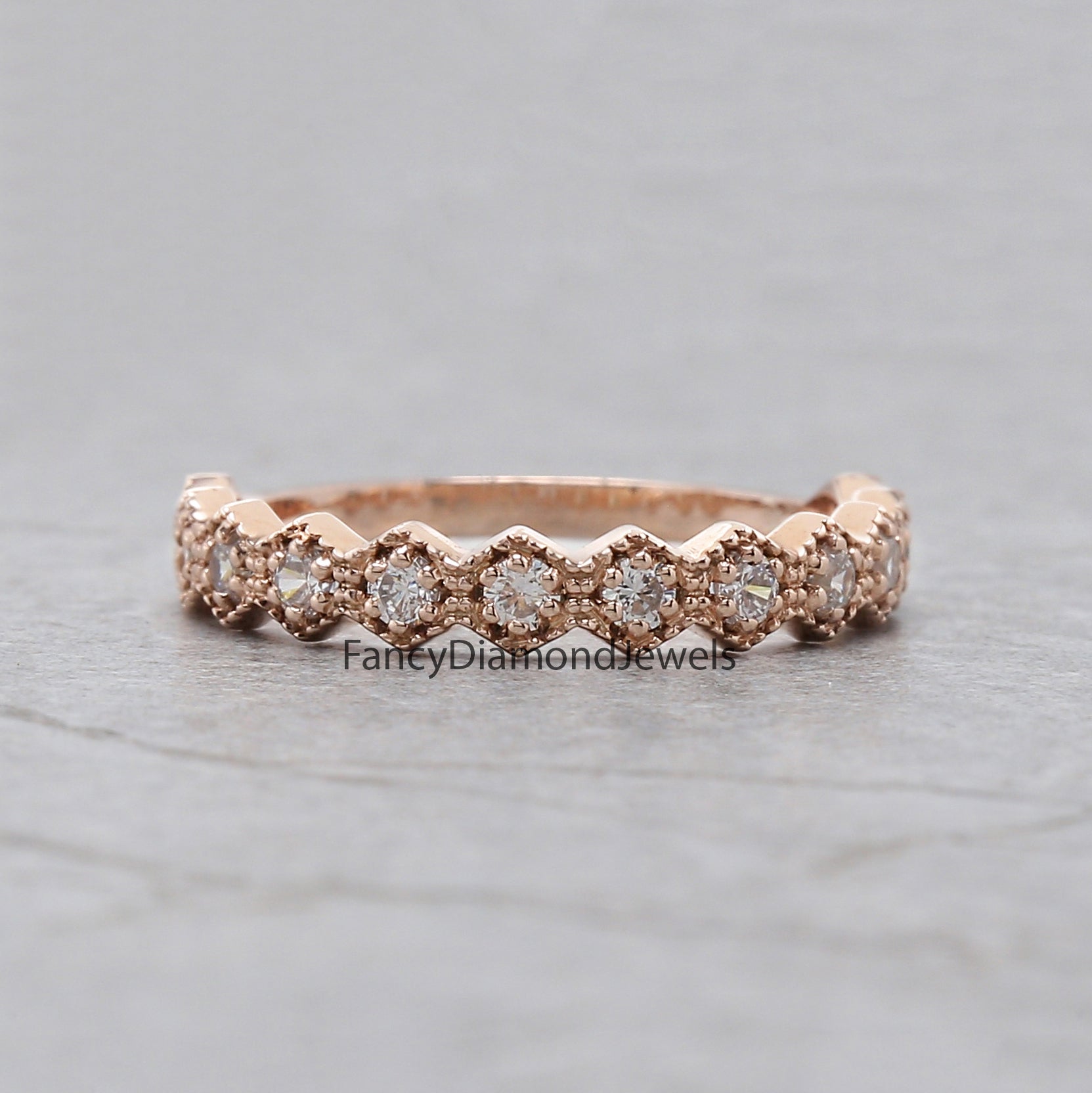 Round White Diamond Band Engagement Wedding Gift Band 14K Solid Rose White Yellow Gold Band 0.38 Ct KD891