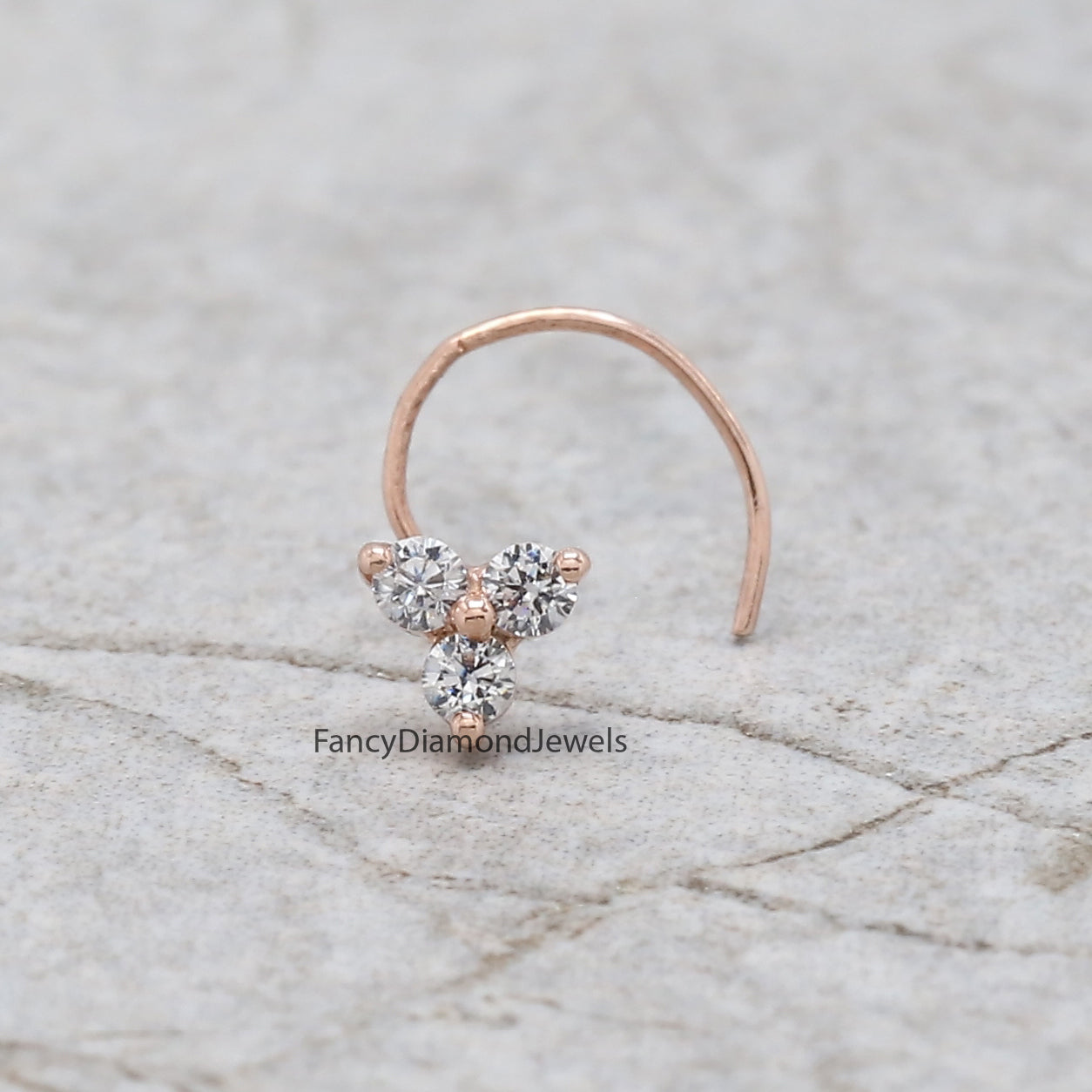 Natural White Round Diamond Nose Rings Engagement Wedding Gift Nose Ring 14K Solid Rose White Yellow Gold Nose Ring 0.08 CT KD966