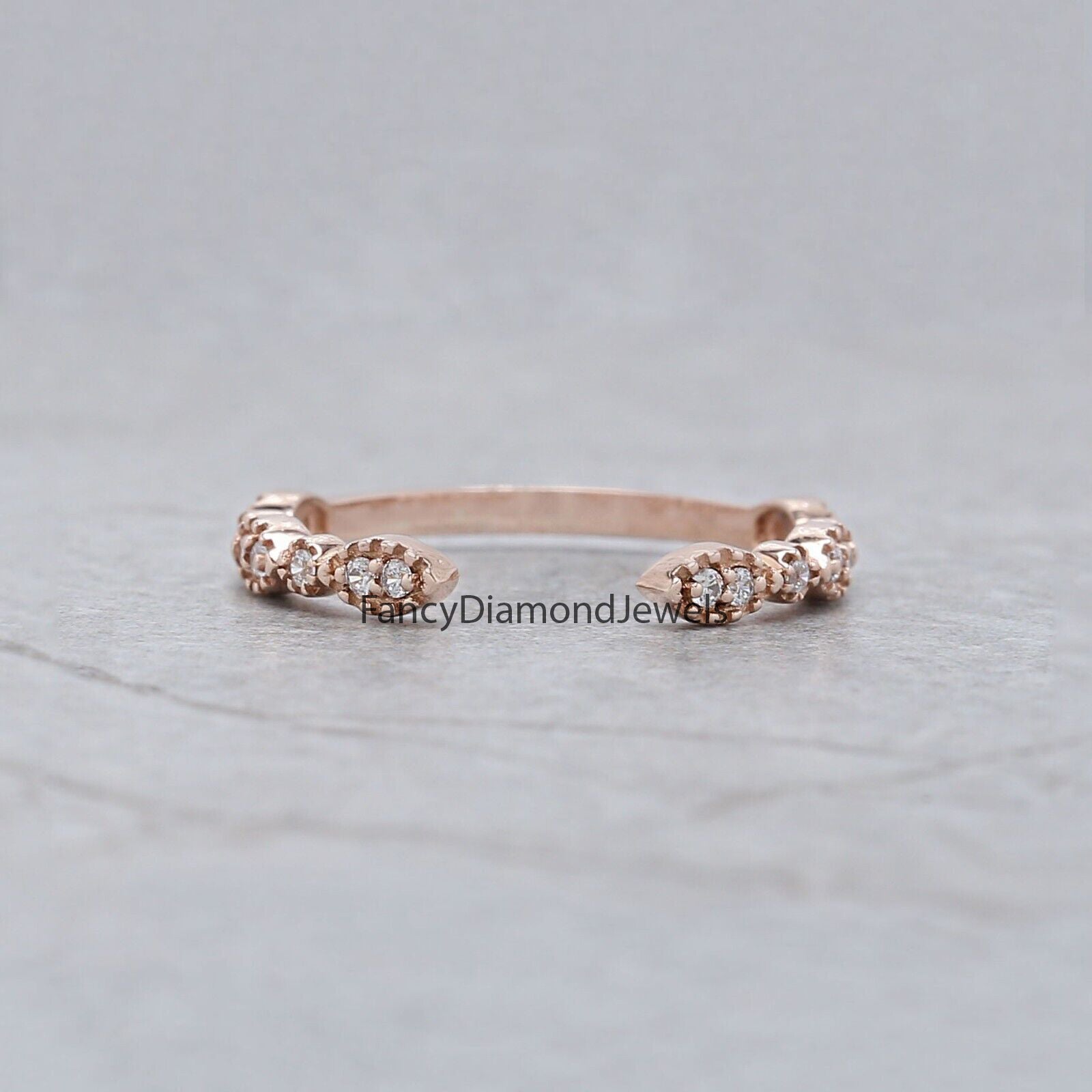 Round White Diamond Band Engagement Wedding Gift Band 14K Solid Rose White Yellow Gold Band 0.11 Ct KD911