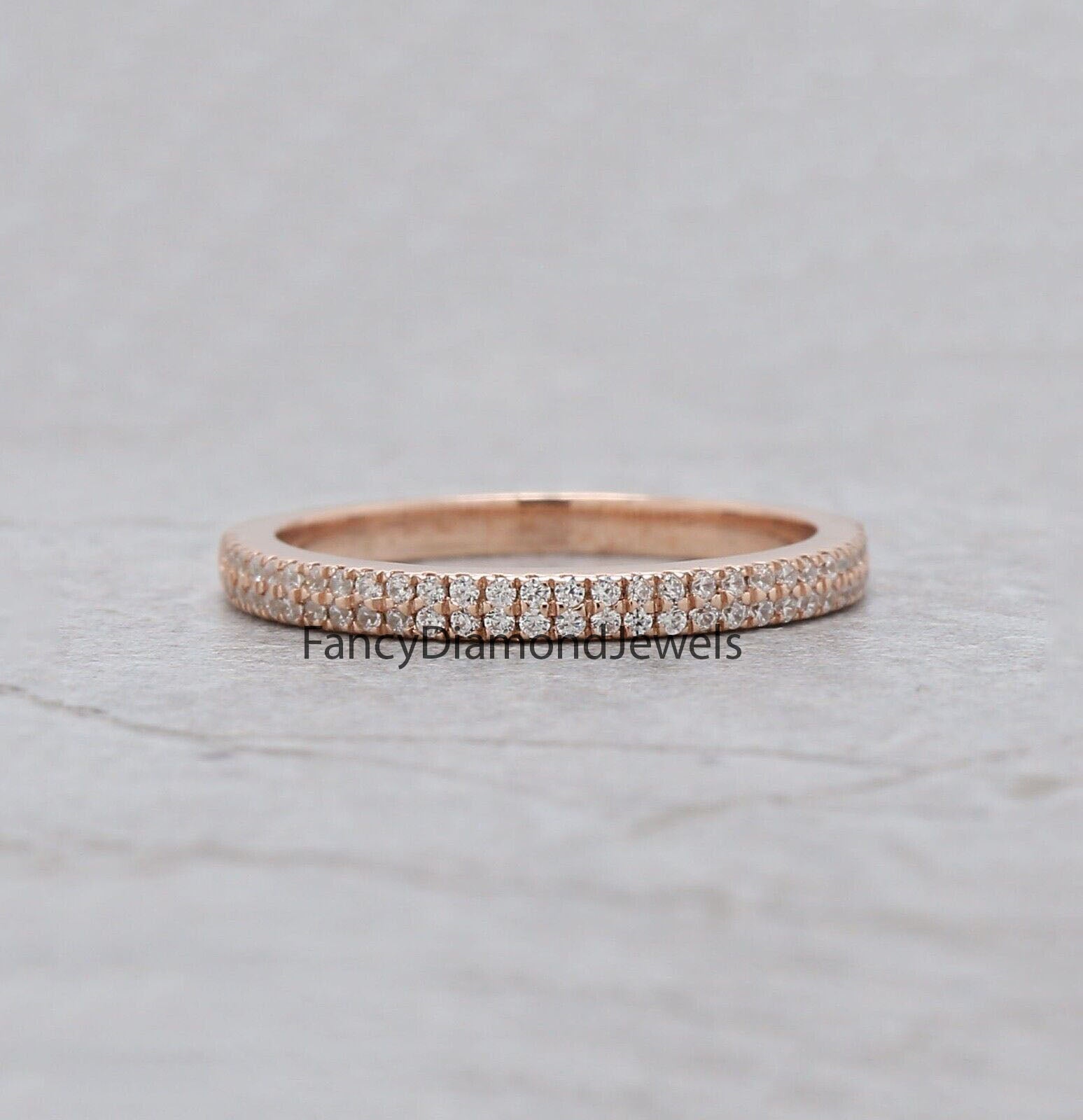 Round White Diamond Band Engagement Wedding Gift Band 14K Solid Rose White Yellow Gold Band 0.31 Ct KD888