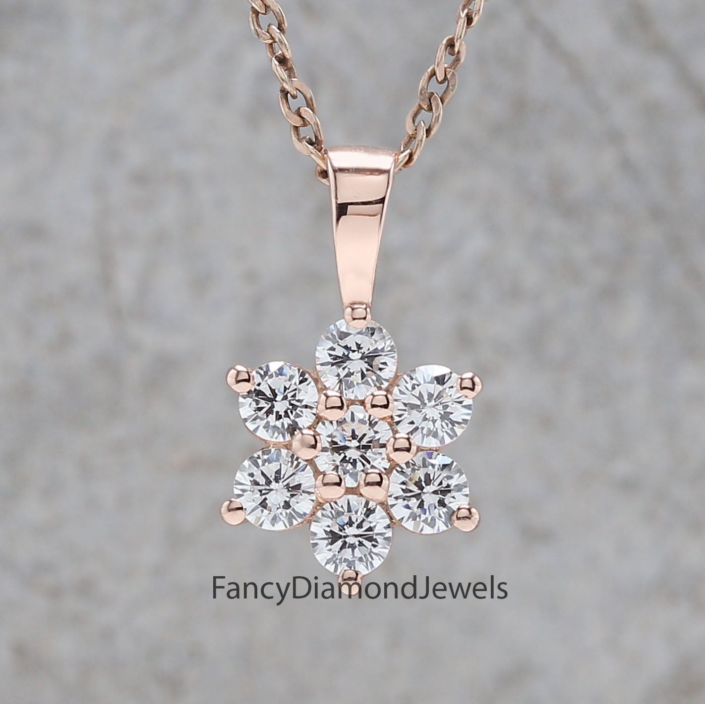 Round Brilliant Cut White Color Diamond Pendant Engagement Wedding Gift Pendant 14K Solid Rose White Yellow Gold Pendant 0.74 CT KD997