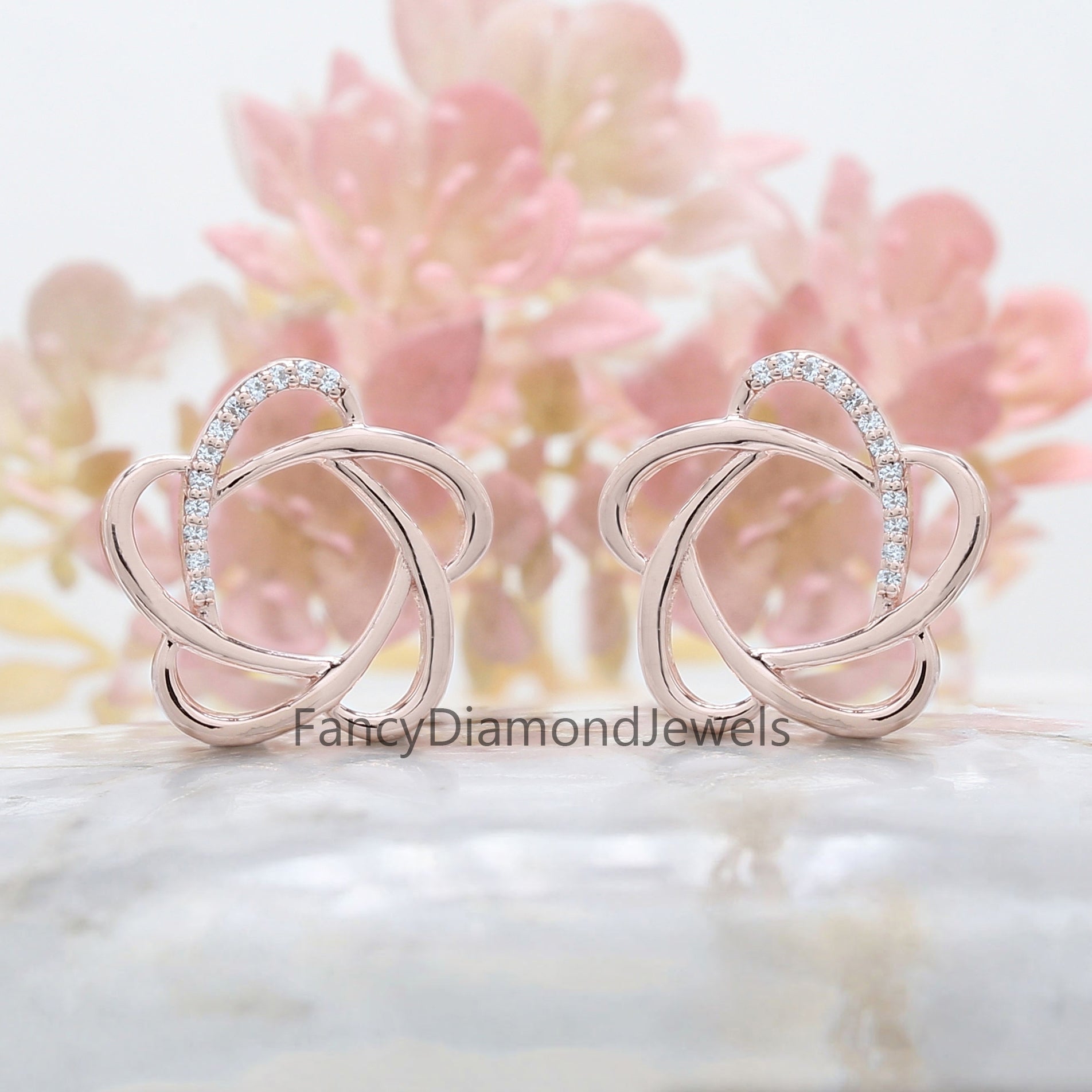 Round White Color Diamond Earring Engagement Wedding Gift Earring 14K Solid Rose White Yellow Gold Earring 0.14 CT KD986