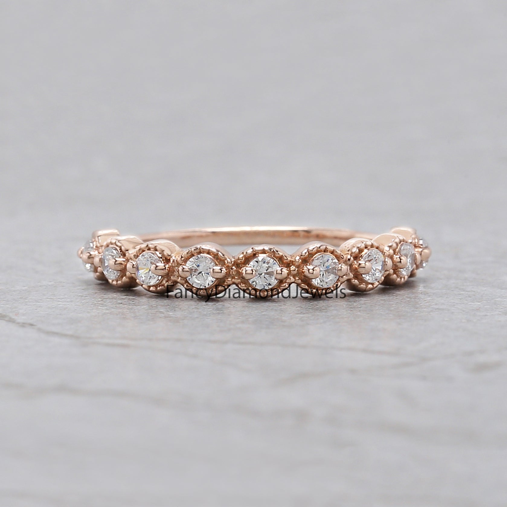Round White Diamond Band Engagement Wedding Gift Band 14K Solid Rose White Yellow Gold Band 0.29 Ct KD901