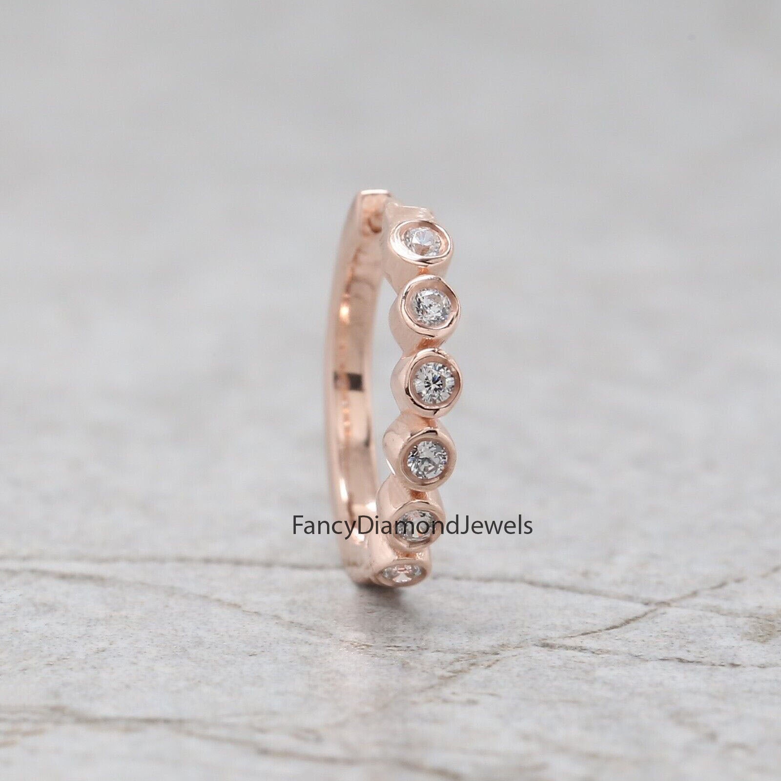Natural White Round Diamond Nose Rings Engagement Wedding Gift Nose Ring 14K Solid Rose White Yellow Gold Nose Ring 0.06 CT KD963