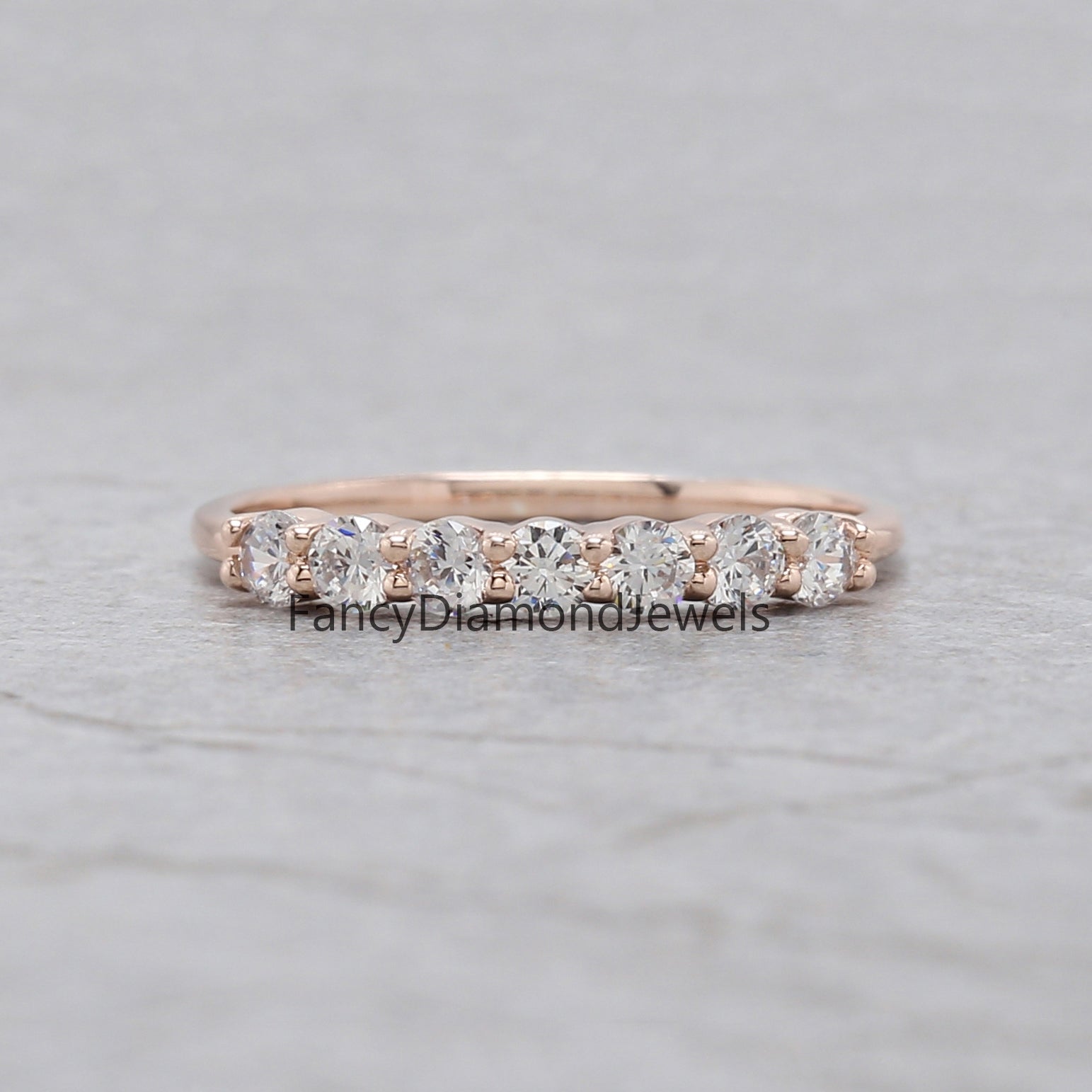 Round White Diamond Band Engagement Wedding Gift Band 14K Solid Rose White Yellow Gold Band 0.44 Ct KD897