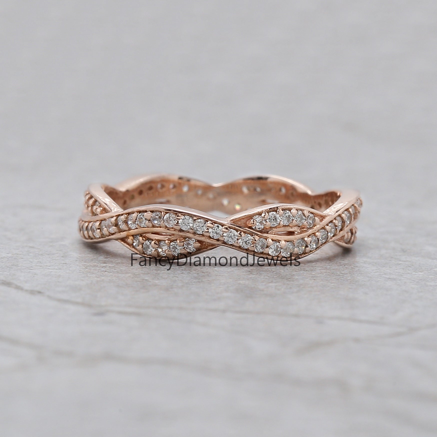 Round White Diamond Band Engagement Wedding Gift Band 14K Solid Rose White Yellow Gold Band 0.46 Ct KD912
