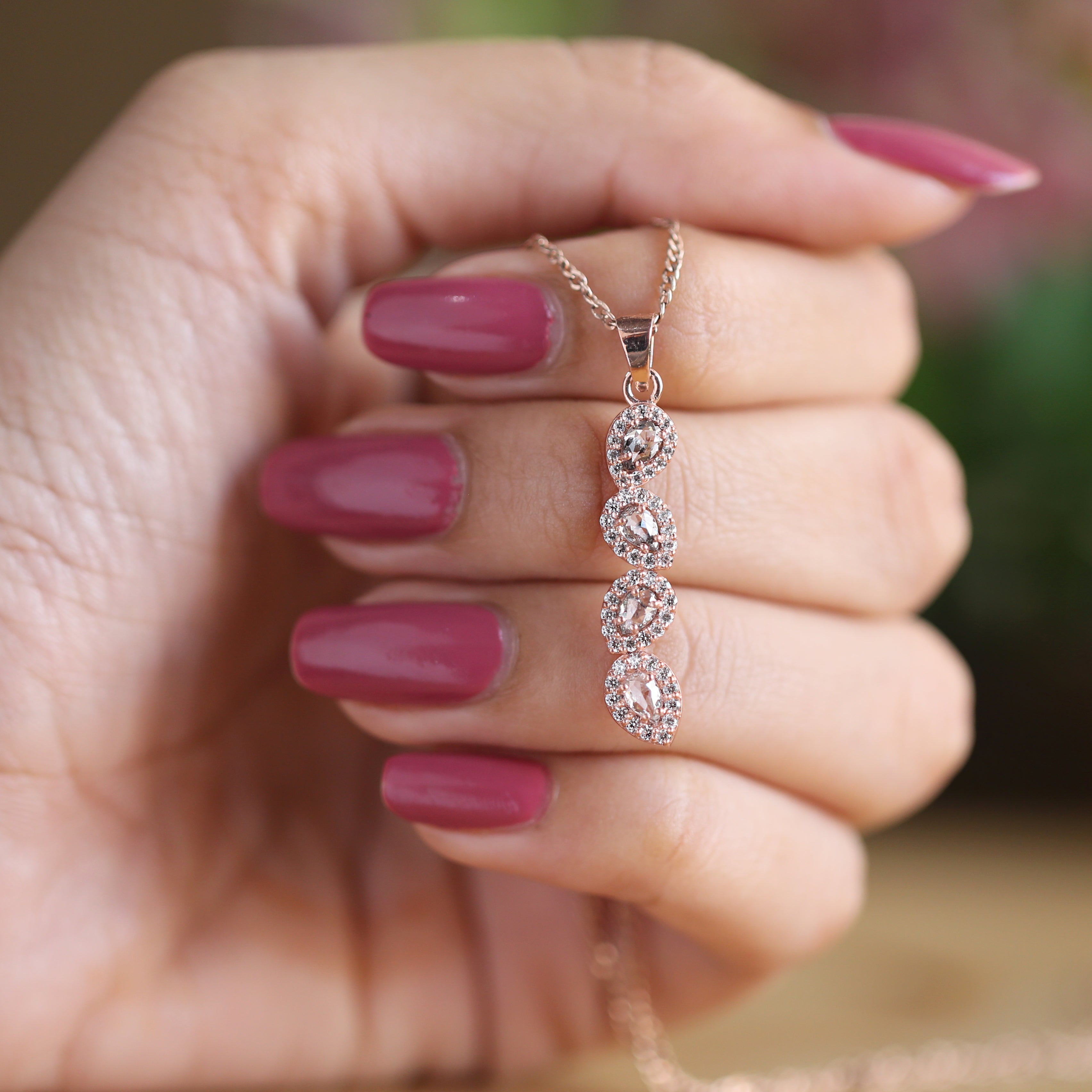 Salt And Pepper Pear Diamond Pendant 14K Solid Rose White Yellow Gold Pendant Engagement Wedding Gift Pendant 0.62 CT KDN1570