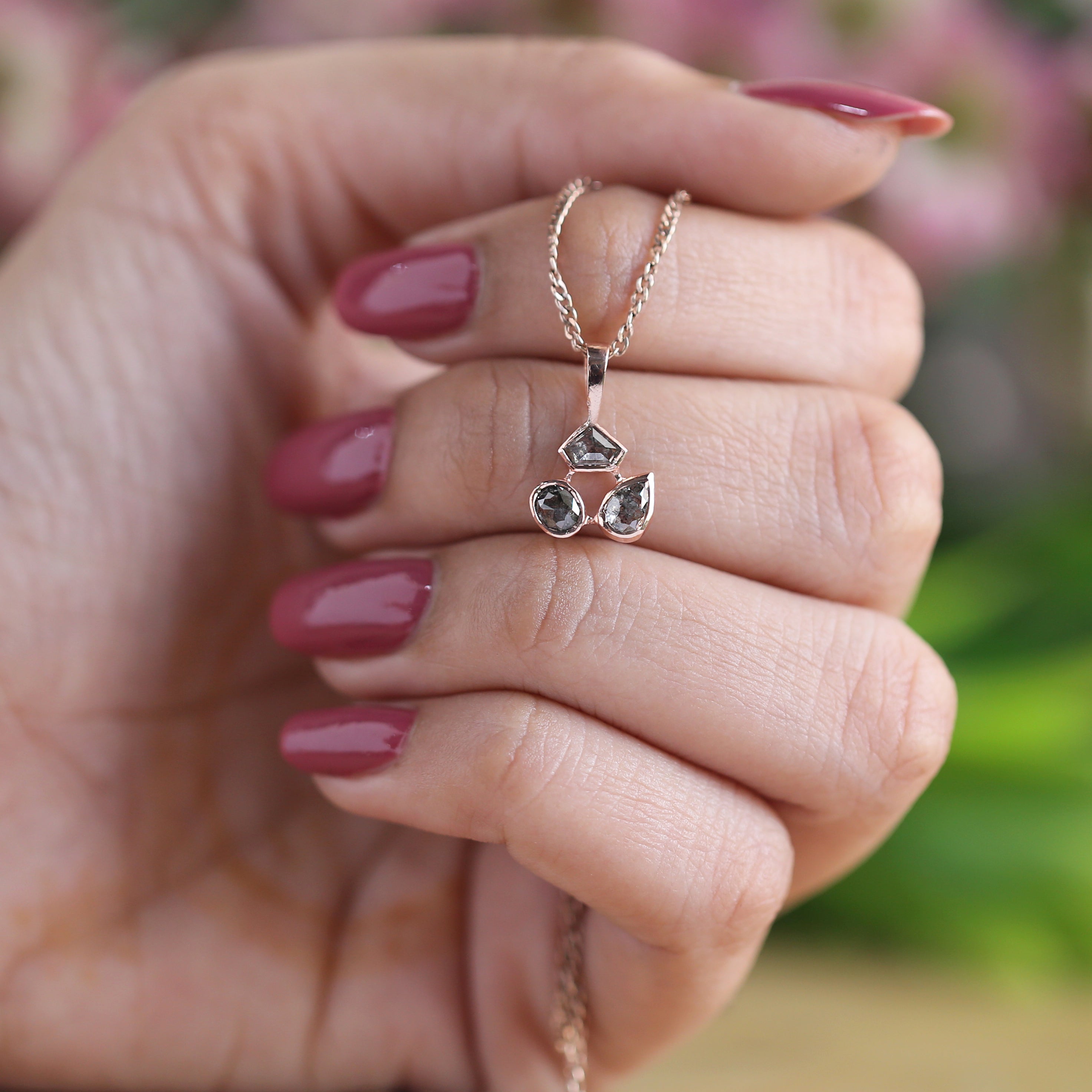 Salt And Pepper Mix Shape Diamond Pendant 14K Solid Rose White Yellow Gold Pendant Engagement Wedding Gift Pendant 0.84 CT KDN1237