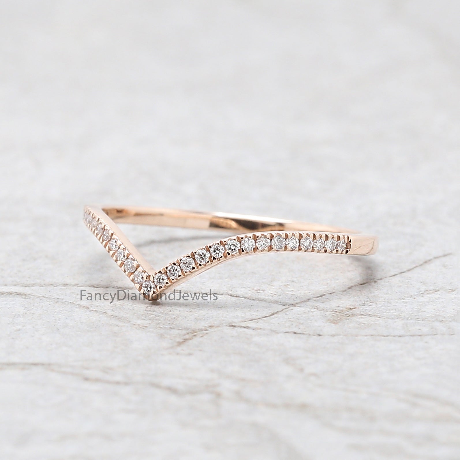 14K Rose Gold Band White Diamond Band, Round Cut Diamond Band, Bridal Wedding Band, Natural Diamomd Band, Engagement Band,Rose Gold Band KD261Round Diamond Ring Engagement Wedding Gift Band Ring KD261