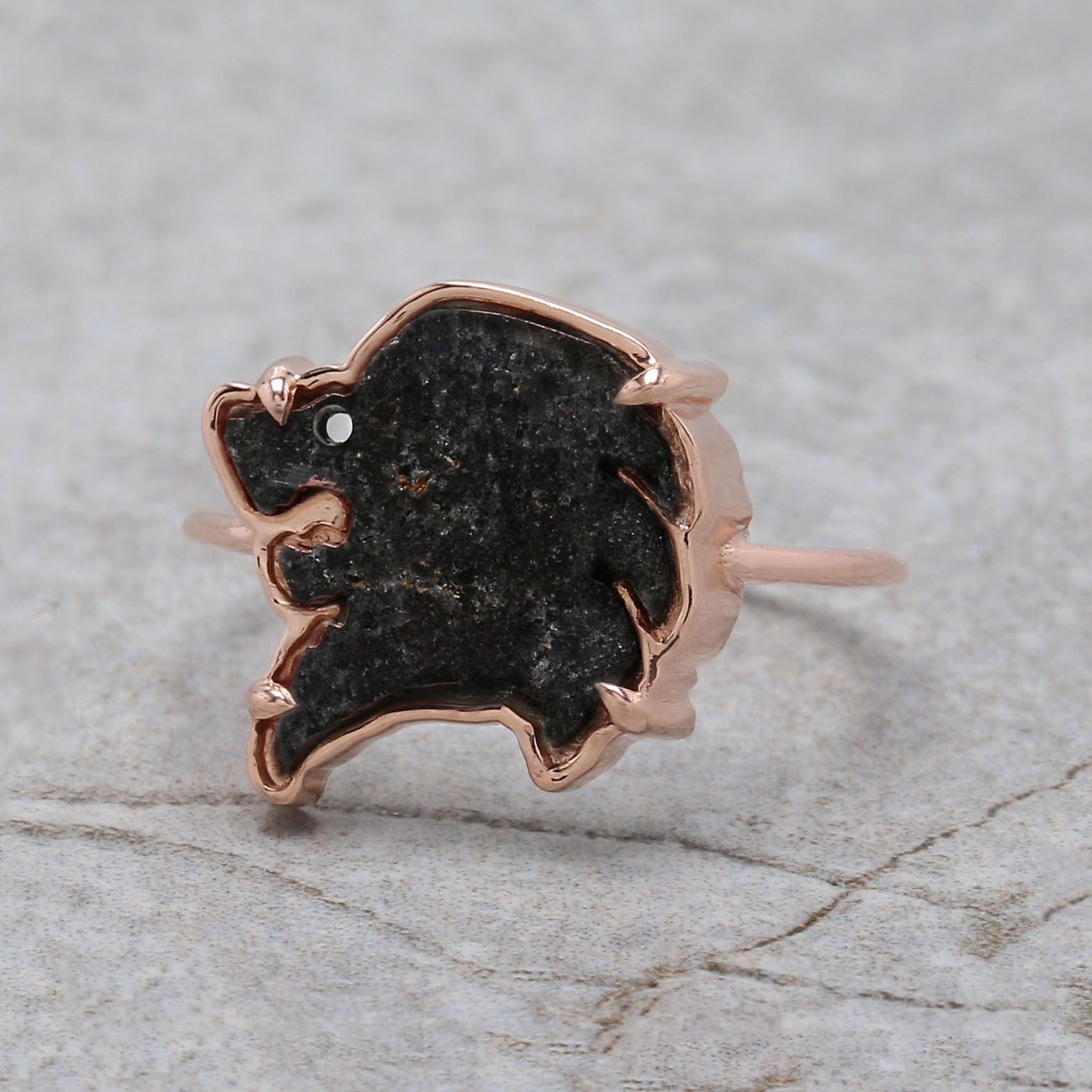Lion Head Black Color Diamond Ring Engagement Wedding Gift Ring 14K Solid Rose White Yellow Gold Ring 1.30 CT KDL666