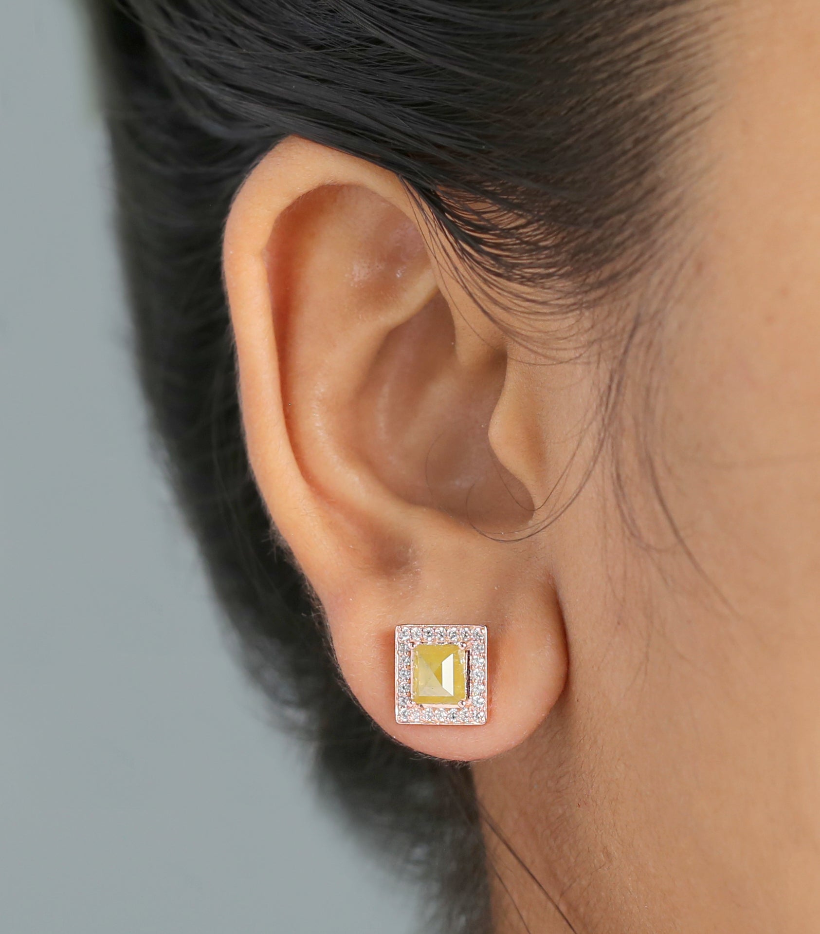 Rectangle Yellow Color Diamond Earring Engagement Wedding Gift Earring 14K Solid Rose White Yellow Gold Earring 1.83 CT KDN7986