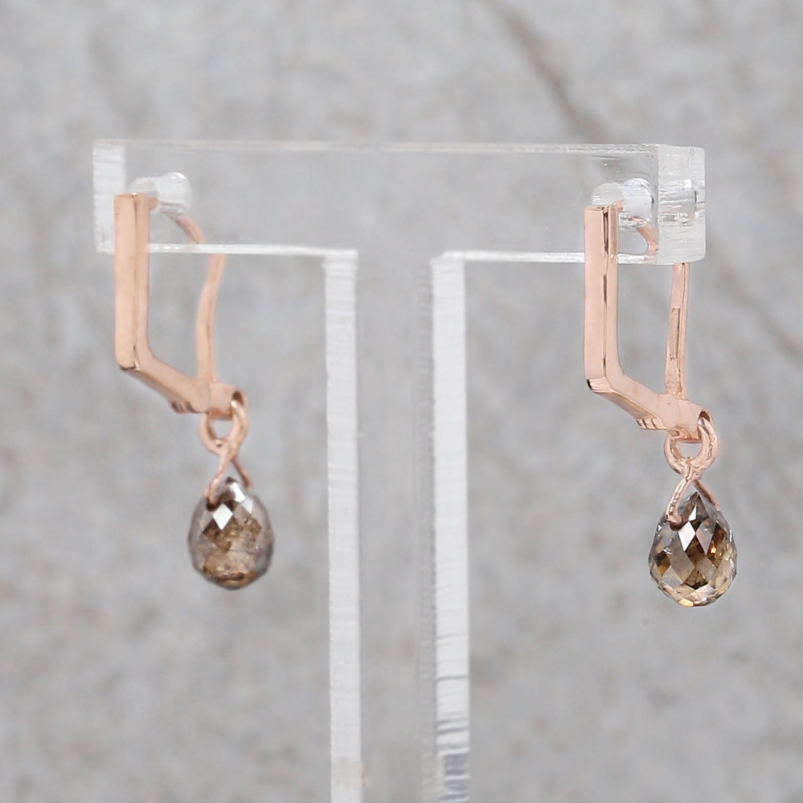 Drop Brown Color Diamond Earring Engagement Wedding Gift Earring 14K Solid Rose White Yellow Gold Earring 1.13 CT KDL145