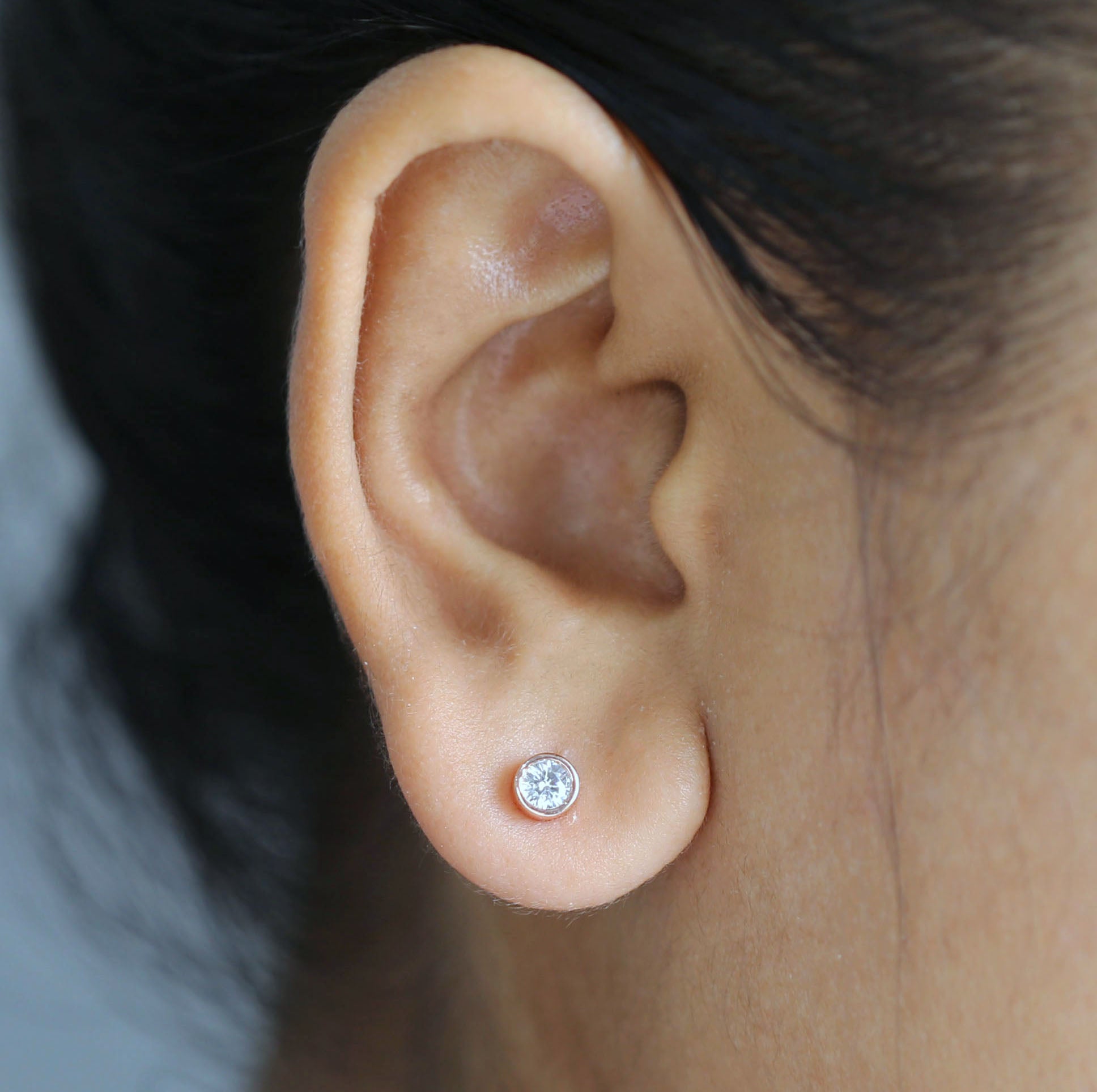 Round White Color Diamond Earring Engagement Wedding Gift Earring 14K Solid Rose White Yellow Gold Earring 0.34 CT KD1000