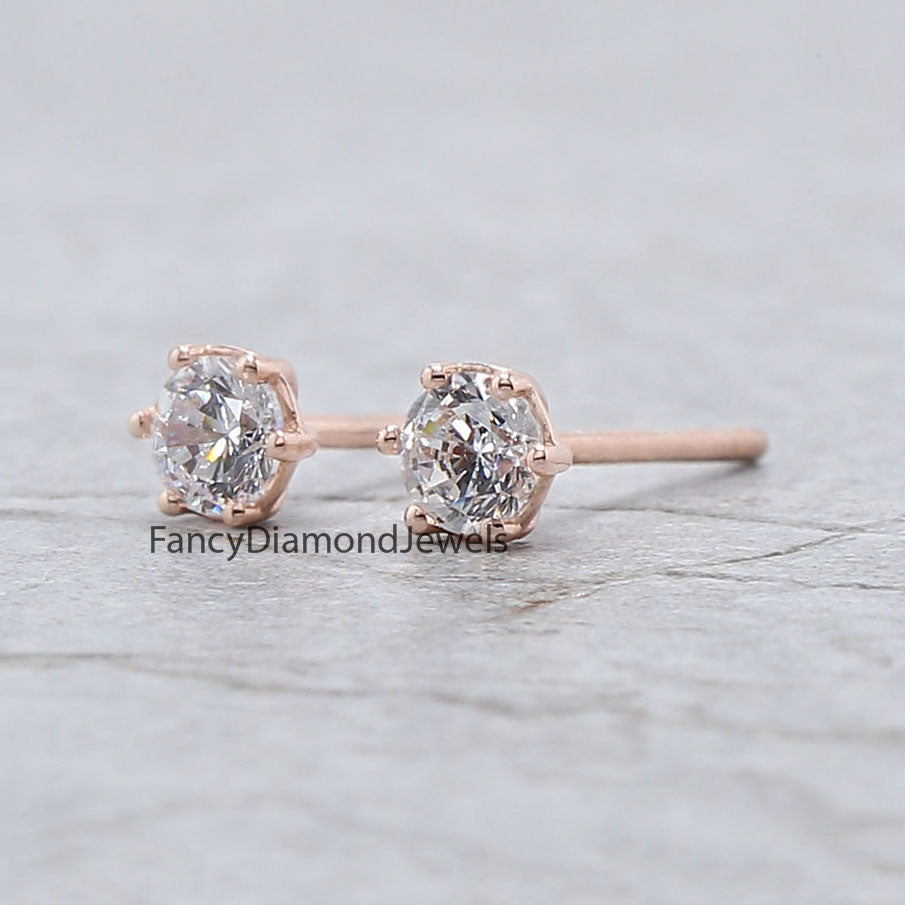 Round White Color Diamond Earring Engagement Wedding Gift Earring 14K Solid Rose White Yellow Gold Earring 0.34 CT KD995