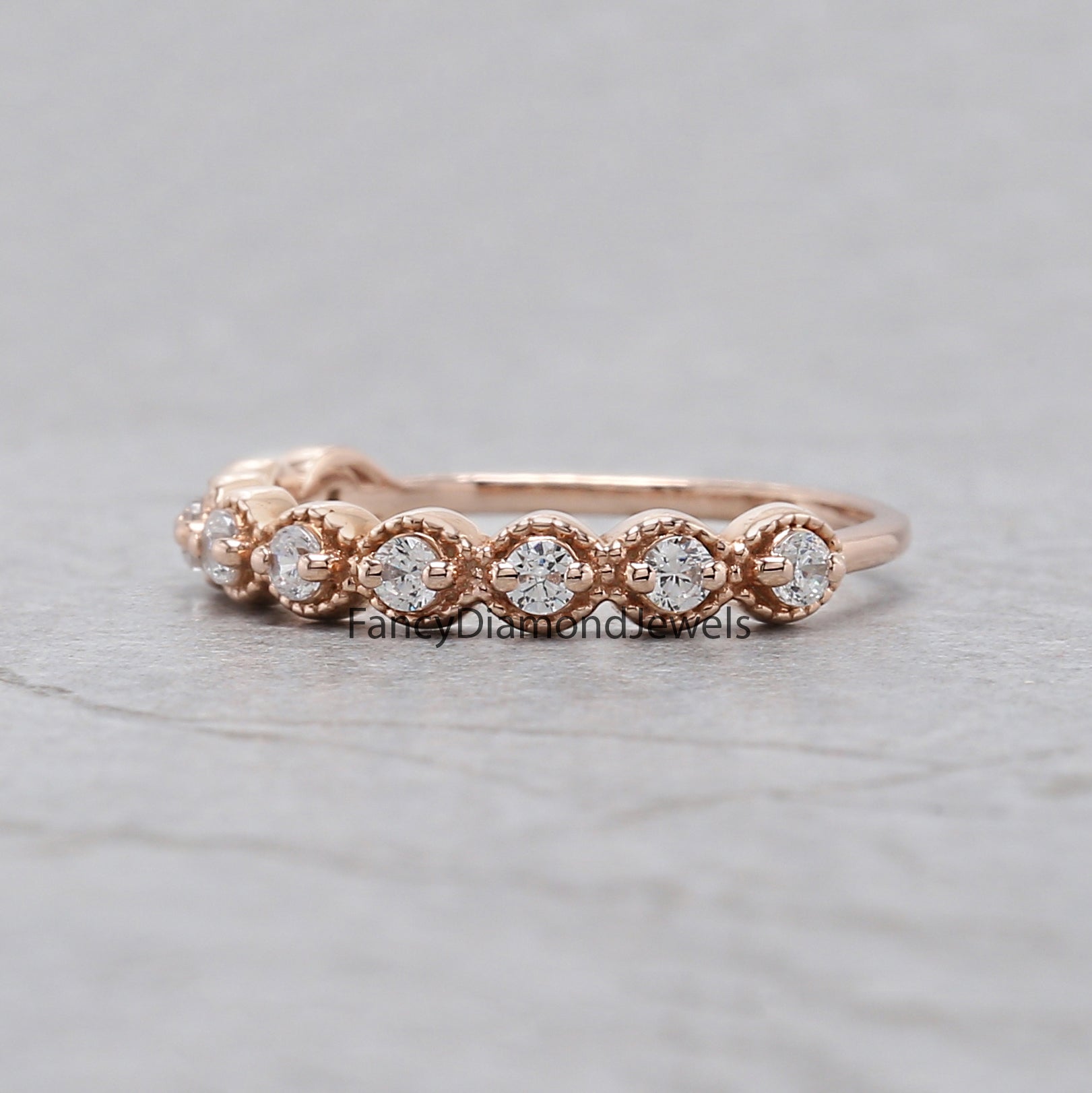 Round White Diamond Band Engagement Wedding Gift Band 14K Solid Rose White Yellow Gold Band 0.29 Ct KD901