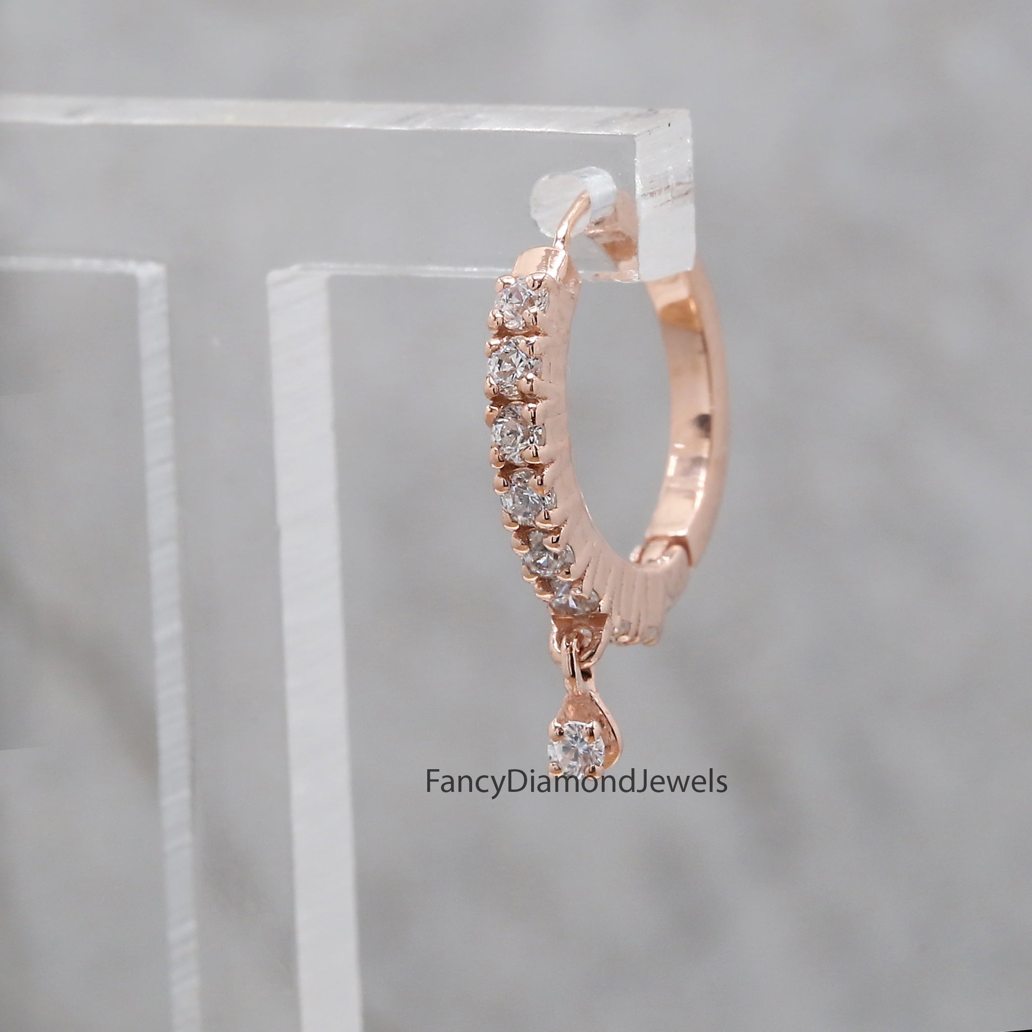 Natural White Round Diamond Nose Rings Engagement Wedding Gift Nose Ring 14K Solid Rose White Yellow Gold Nose Ring 0.17 CT KD969