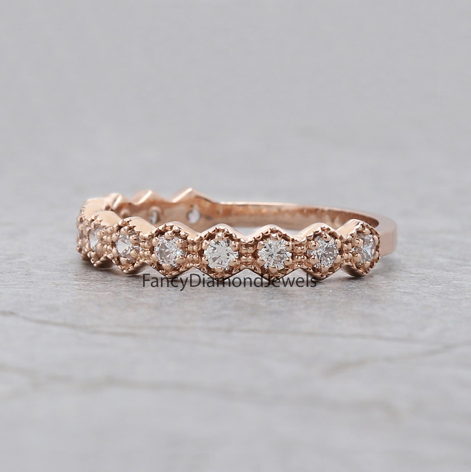 Round White Diamond Band Engagement Wedding Gift Band 14K Solid Rose White Yellow Gold Band 0.38 Ct KD891