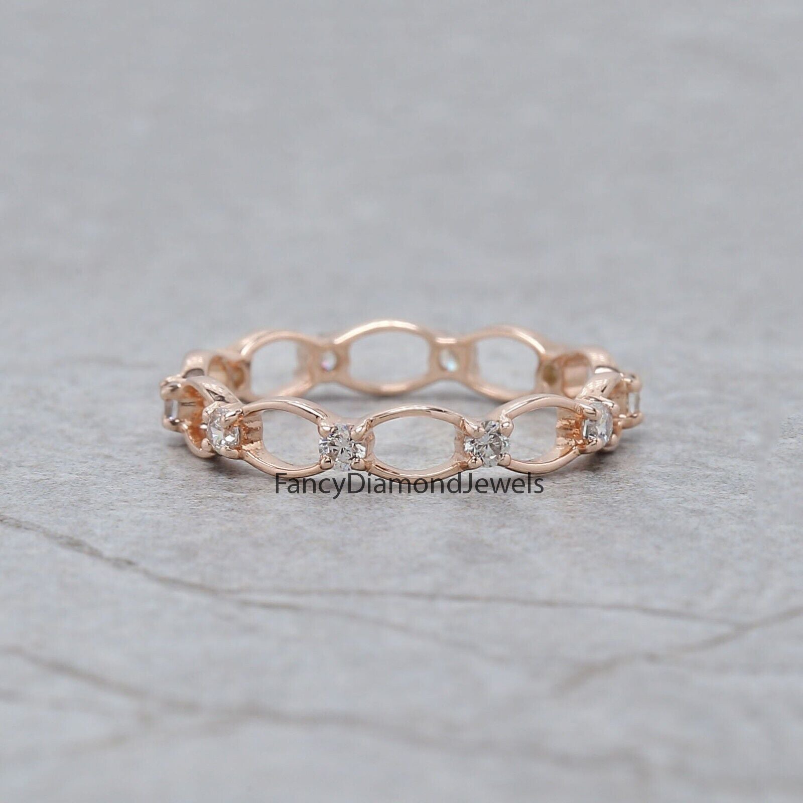 Round White Diamond Band Engagement Wedding Gift Band 14K Solid Rose White Yellow Gold Band 0.32 Ct KD895