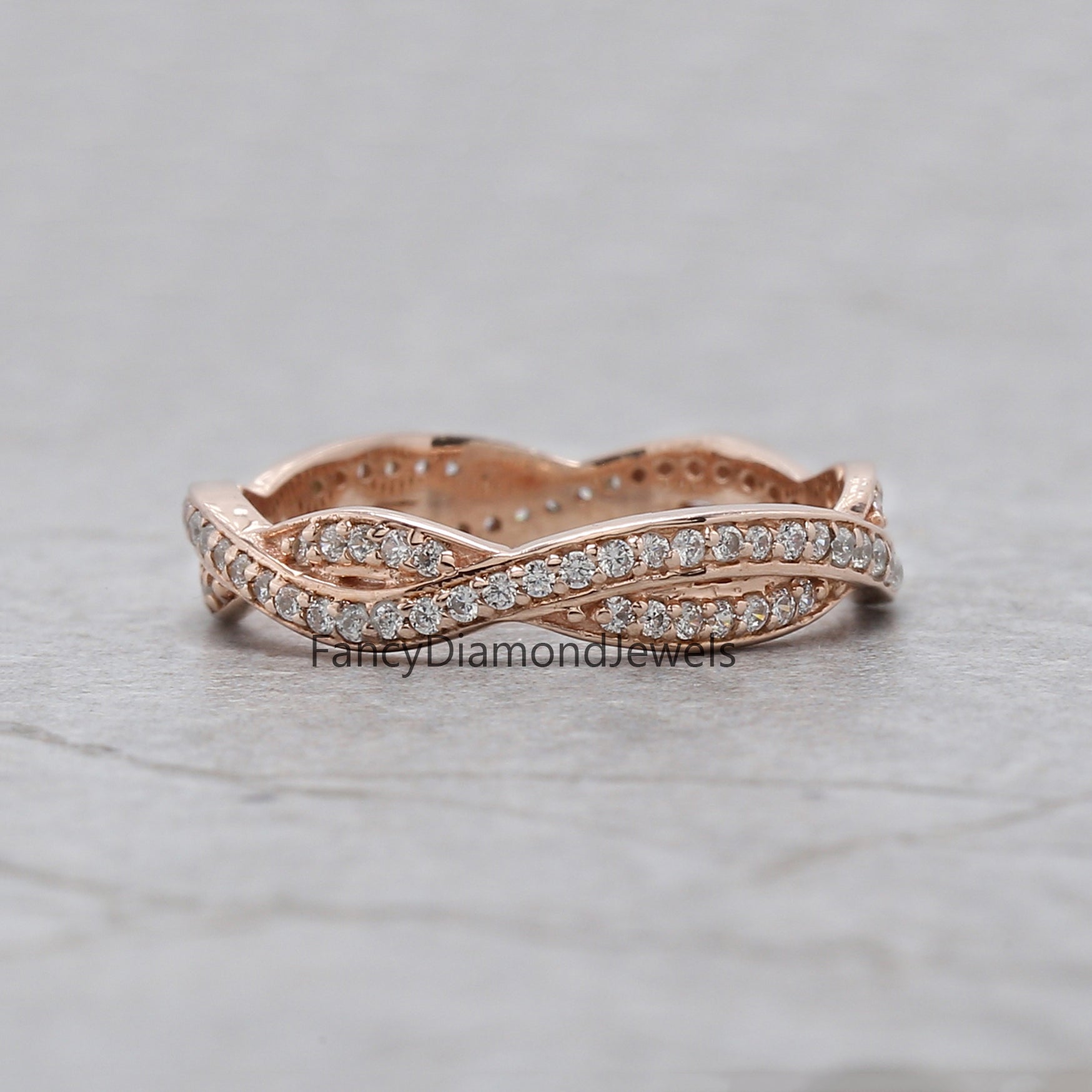 Round White Diamond Band Engagement Wedding Gift Band 14K Solid Rose White Yellow Gold Band 0.46 Ct KD912