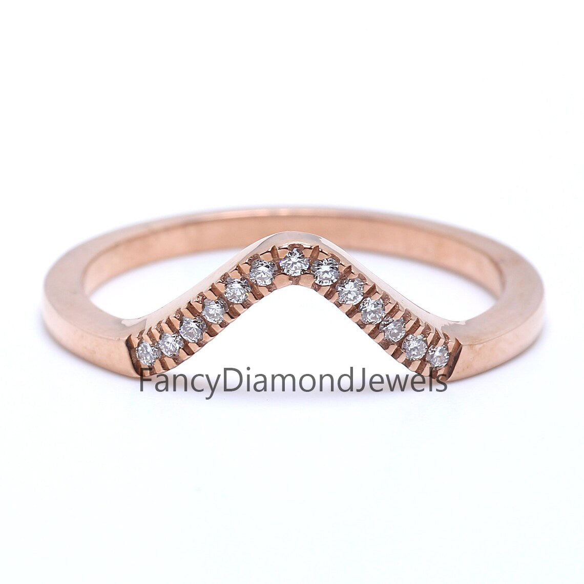 14K Rose Gold Band White Round Diamond Ring Engagement Wedding Gift Band Ring KD830