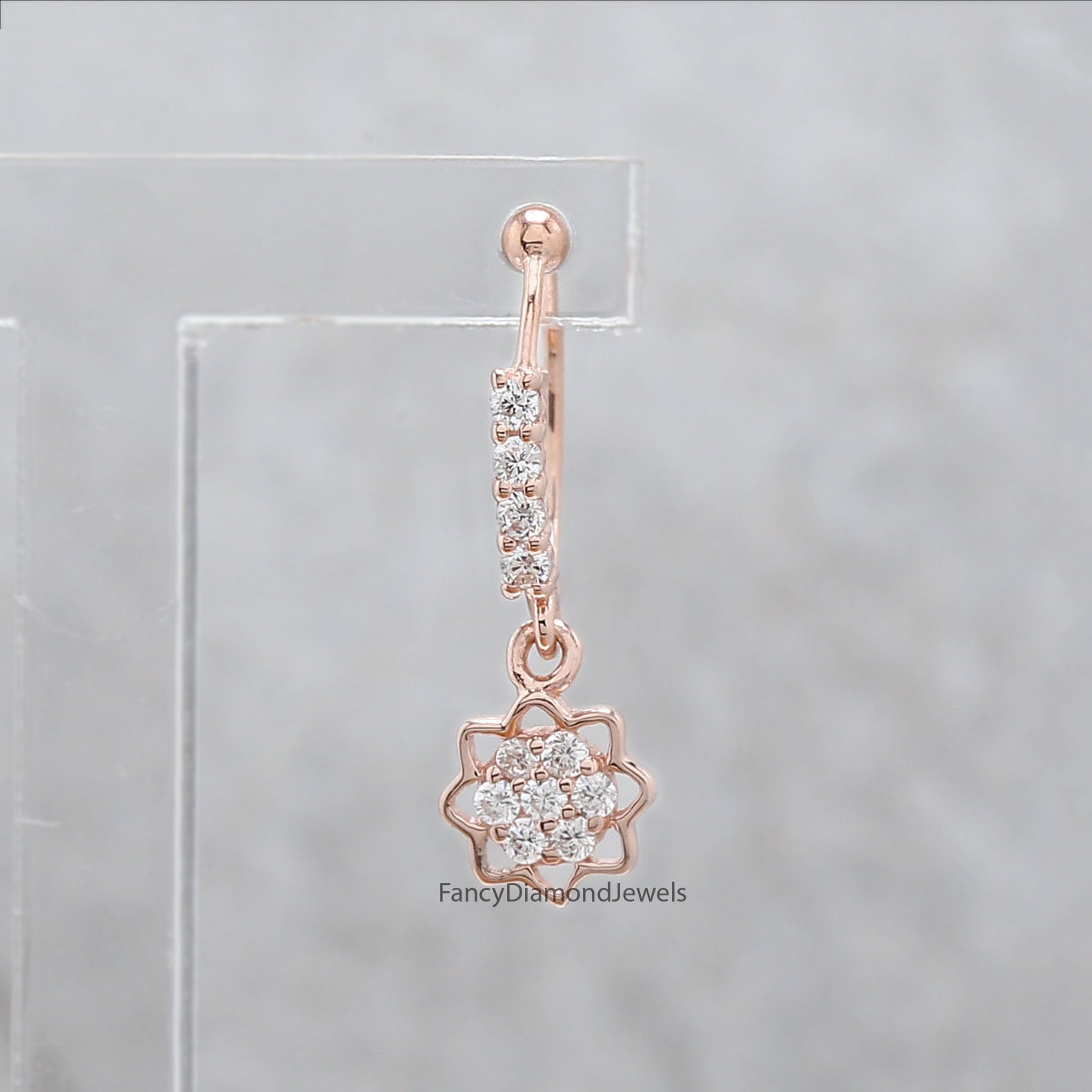 Natural White Round Diamond Nose Rings Engagement Wedding Gift Nose Ring 14K Solid Rose White Yellow Gold Nose Ring 0.12 CT KD987
