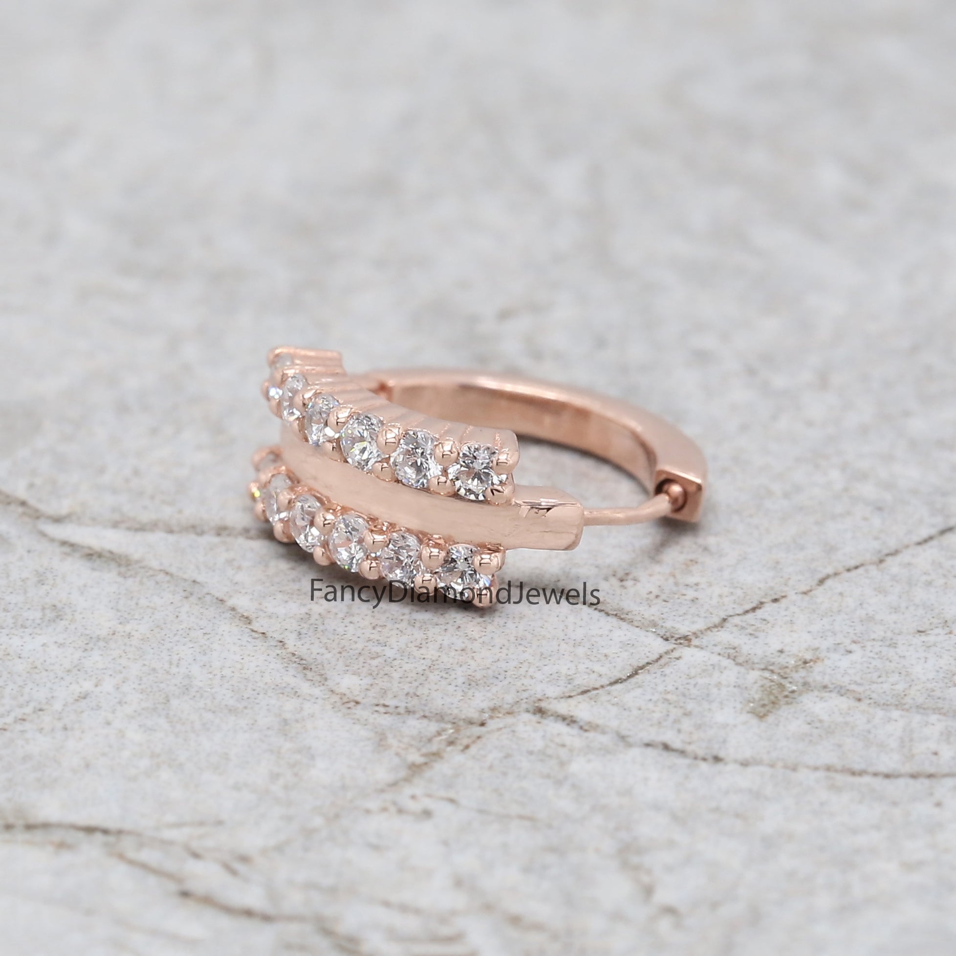 Natural White Round Diamond Nose Rings Engagement Wedding Gift Nose Ring 14K Solid Rose White Yellow Gold Nose Ring 0.30 CT KD968
