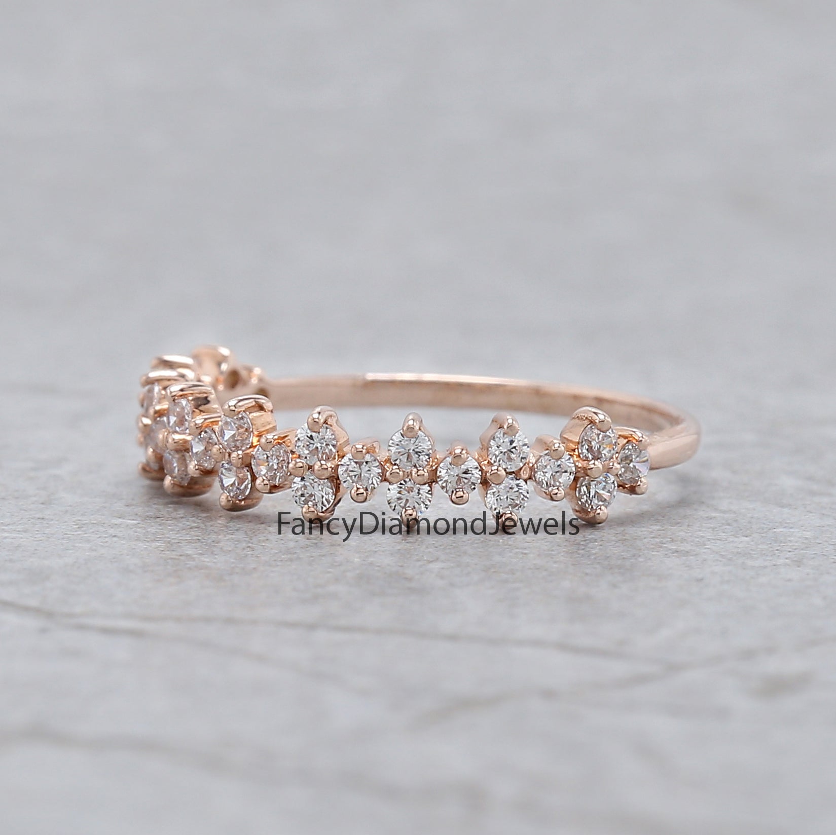Round White Diamond Band Engagement Wedding Gift Band 14K Solid Rose White Yellow Gold Band 0.42 Ct KD909