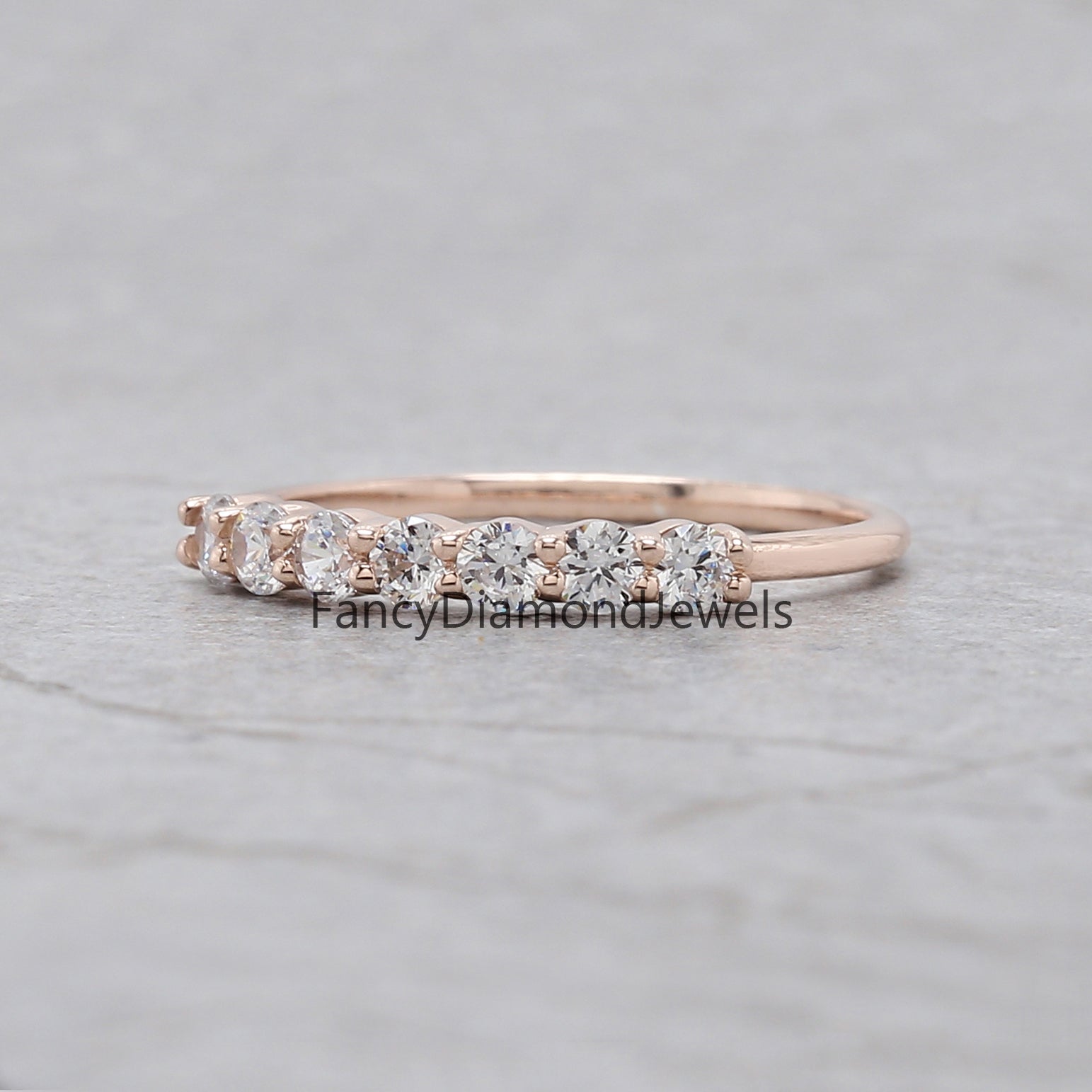 Round White Diamond Band Engagement Wedding Gift Band 14K Solid Rose White Yellow Gold Band 0.44 Ct KD897