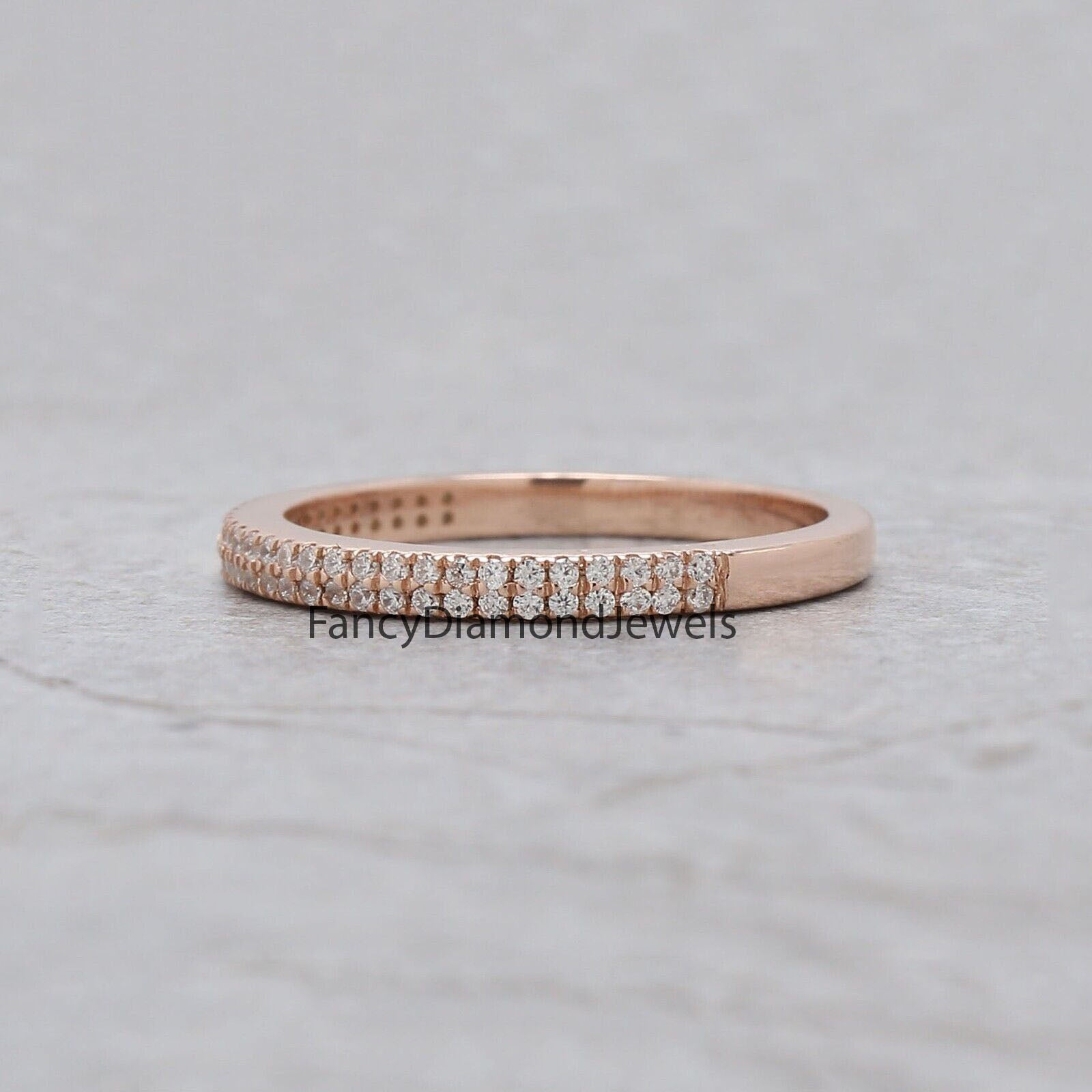 Round White Diamond Band Engagement Wedding Gift Band 14K Solid Rose White Yellow Gold Band 0.31 Ct KD888