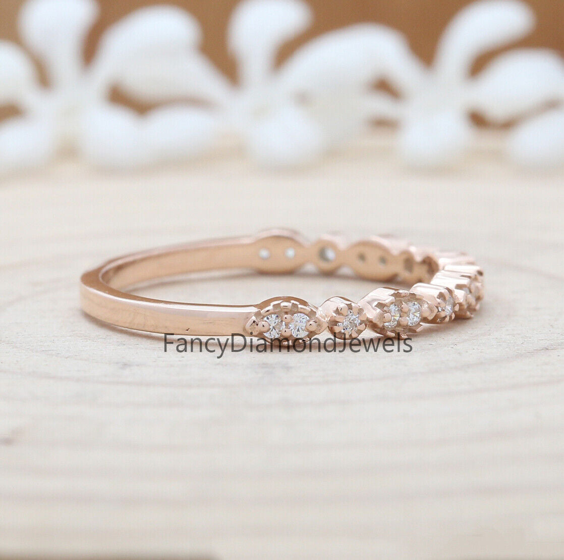 14K Gold Band White Round Diamond Ring Engagement Wedding Bridal Gift Ring KD085