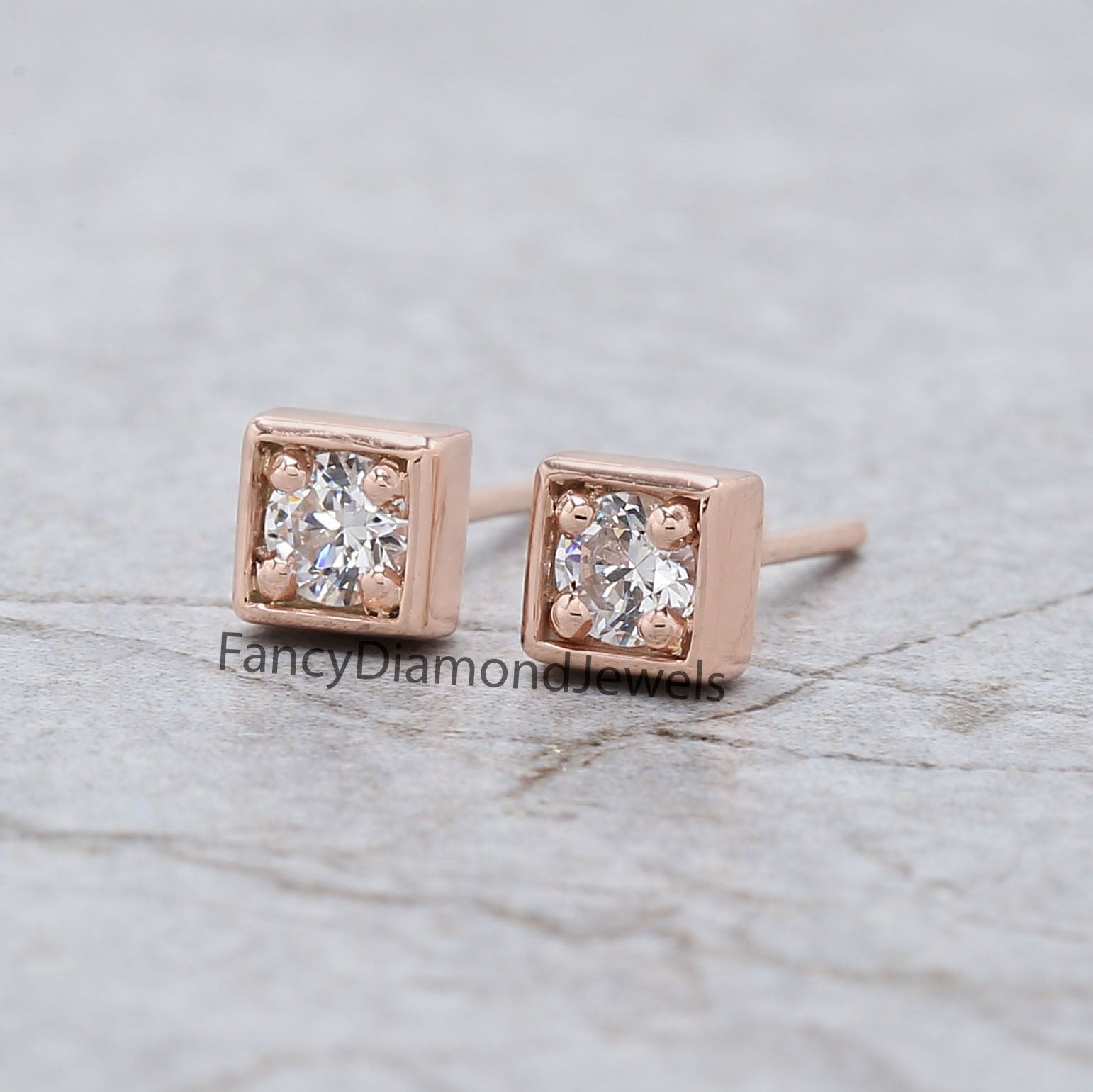 Round White Color Diamond Earring Engagement Wedding Gift Earring 14K Solid Rose White Yellow Gold Earring 0.34 CT KD1001