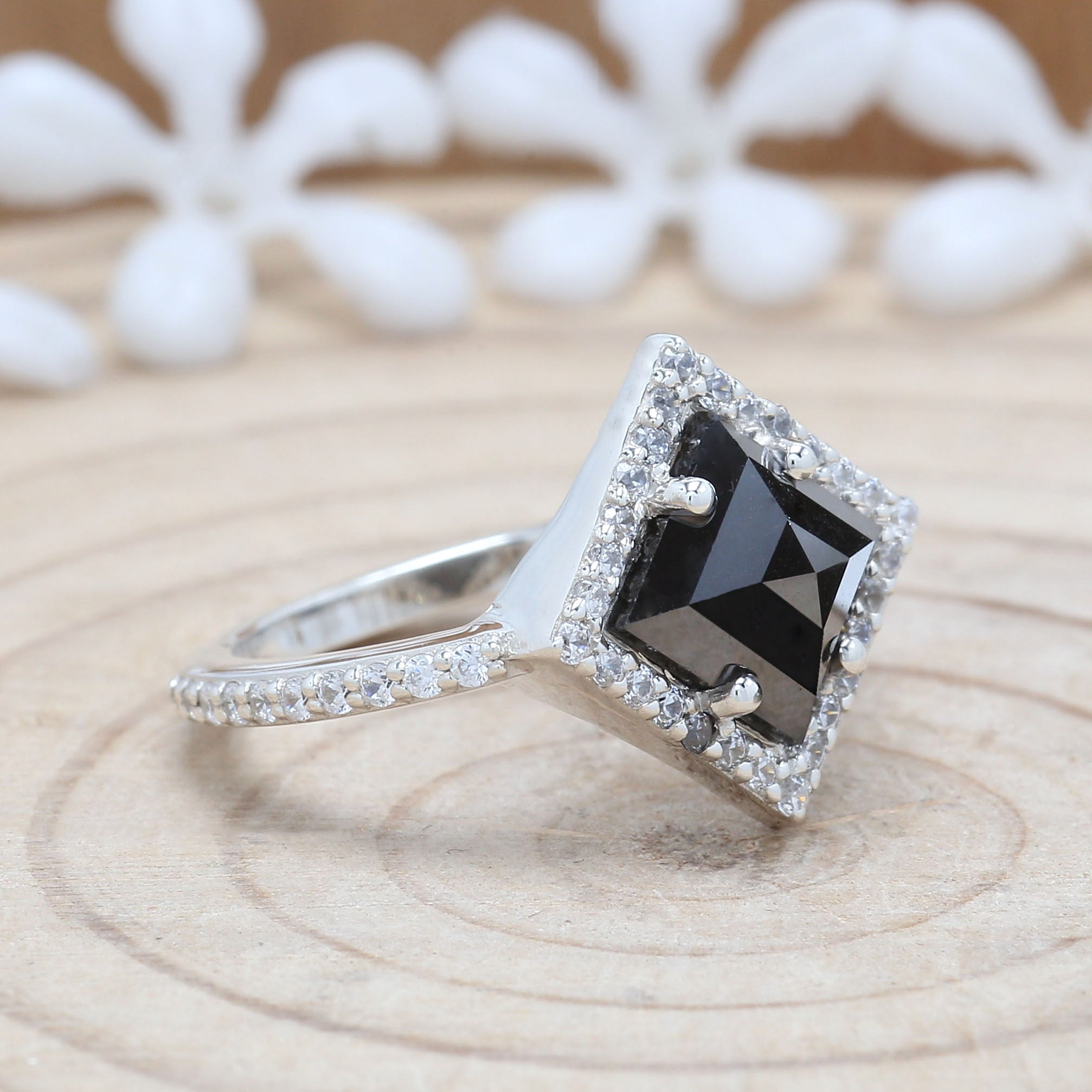 Rose cut black deals diamond engagement ring