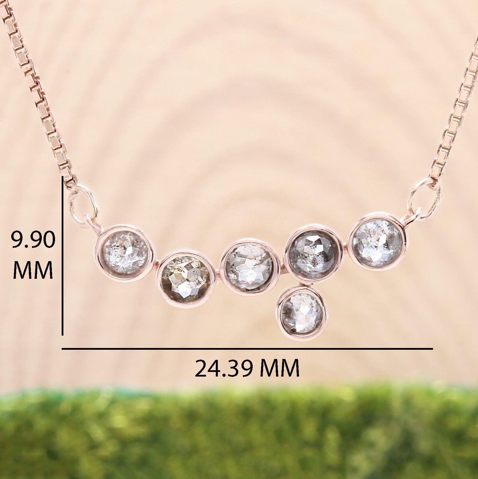 Round Rose Cut Salt And Pepper Diamond Pendant Engagement Wedding Gift Pendant 14K Solid Rose White Yellow Gold Pendant 1.05 CT KDL6324