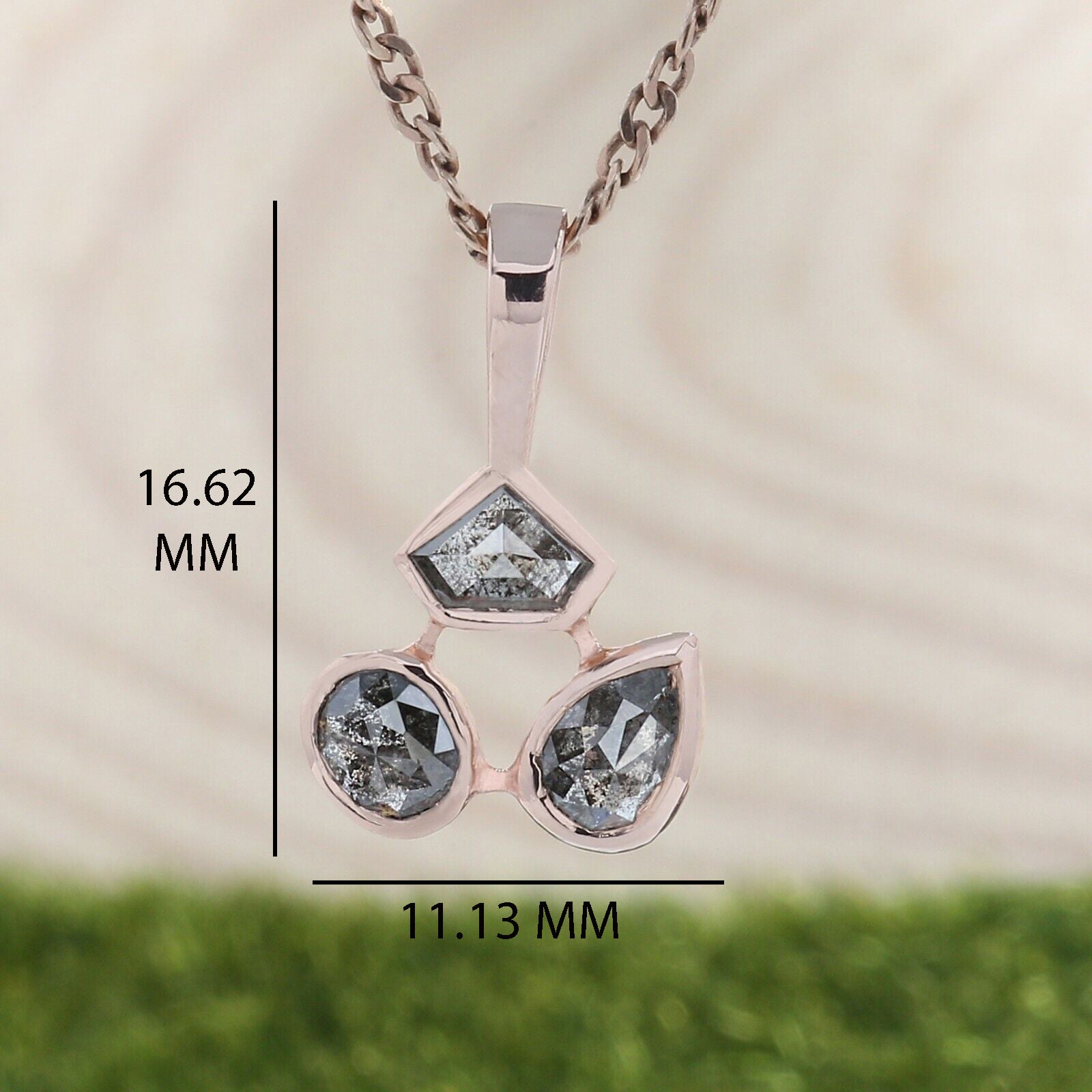 Salt And Pepper Mix Shape Diamond Pendant 14K Solid Rose White Yellow Gold Pendant Engagement Wedding Gift Pendant 0.84 CT KDN1237