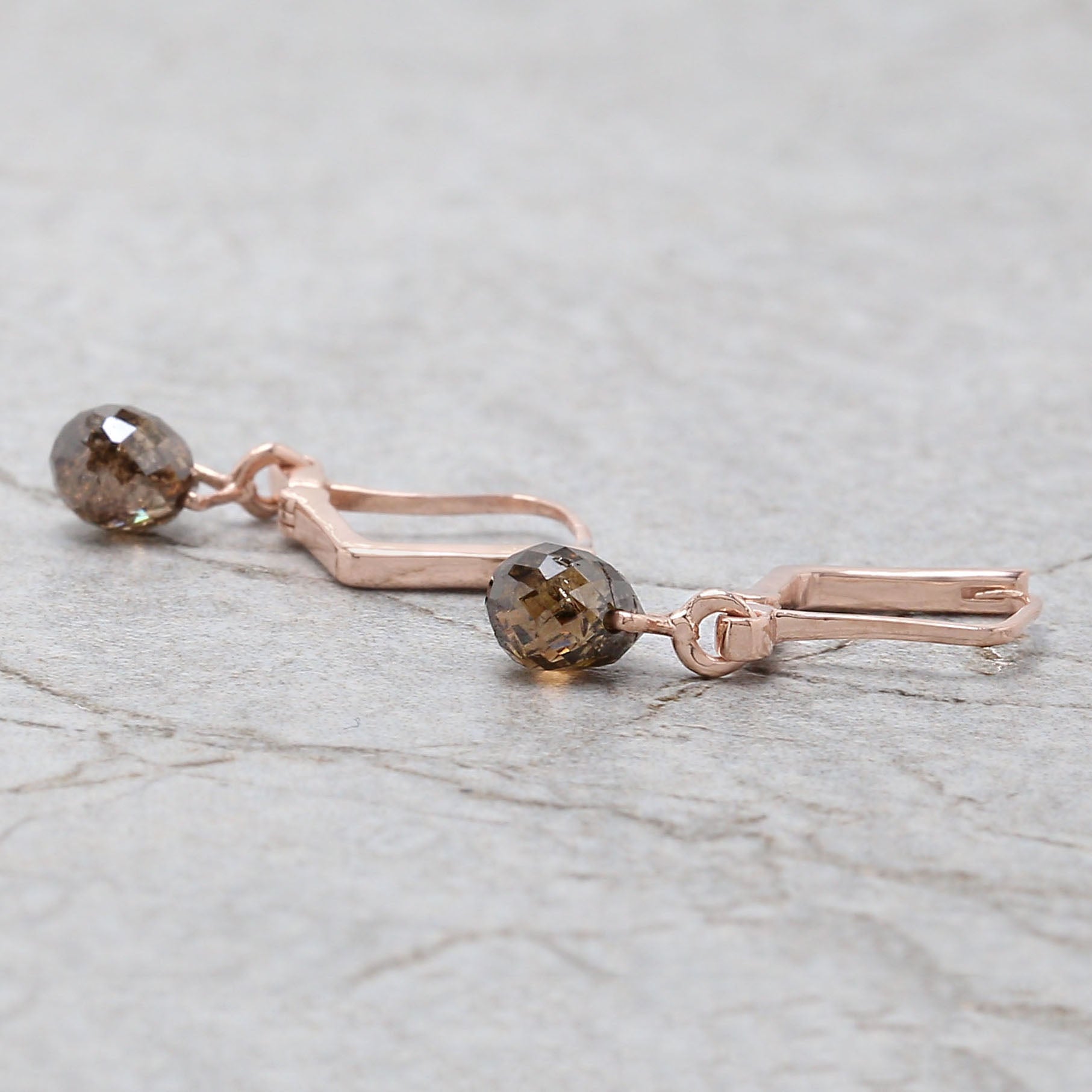 Drop Brown Color Diamond Earring Engagement Wedding Gift Earring 14K Solid Rose White Yellow Gold Earring 1.13 CT KDL145