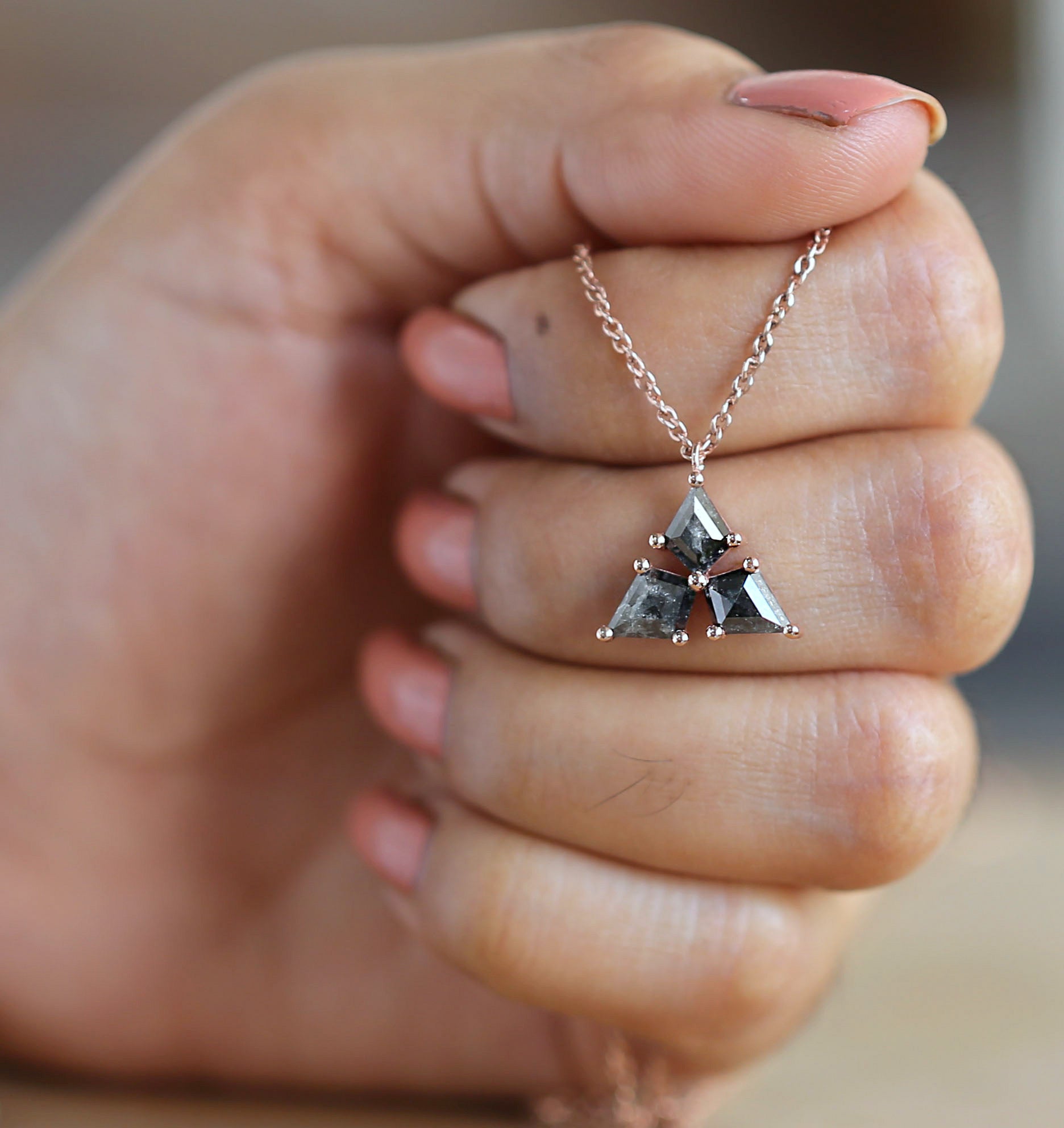 Kite Salt And Pepper Diamond Pendant, Kite Unique Diamond Pendant, Kite Dangling Diamond Pendant, No Chain Including Only Pendant KDN1933