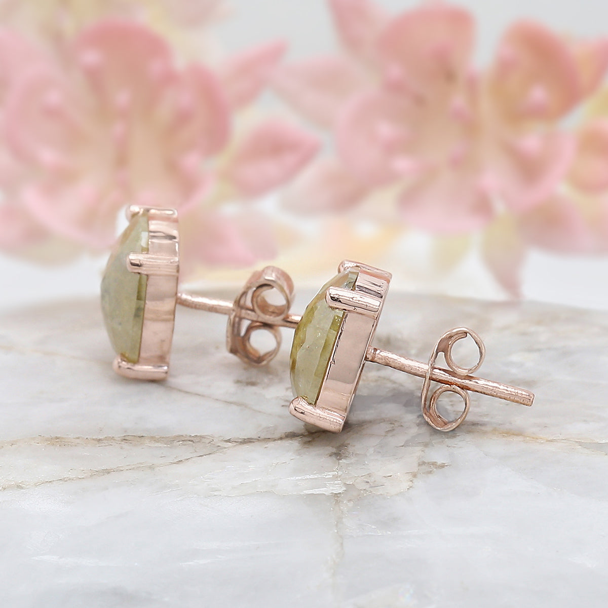 Oval Cut Yellow Color Diamond Earring 2.75 Ct 9.00 MM Oval Diamond Earring 14K Solid Rose Gold Silver Engagement Earring Gift For Her QL5016