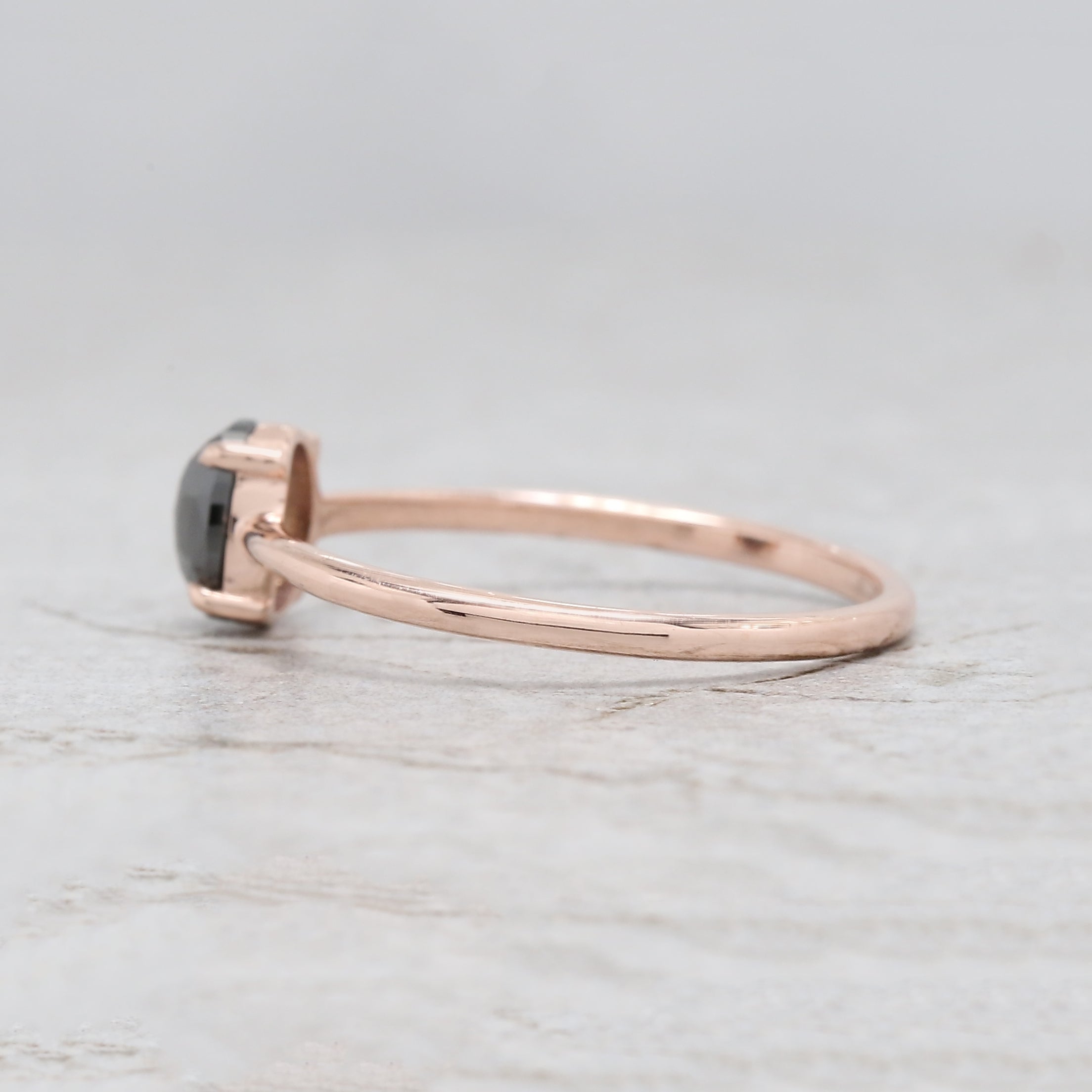Oval Cut Salt And Pepper Diamond Ring 0.84 Ct 6.30 MM Oval Diamond Ring 14K Solid Rose Gold Silver Oval Engagement Ring Gift For Her QL8355