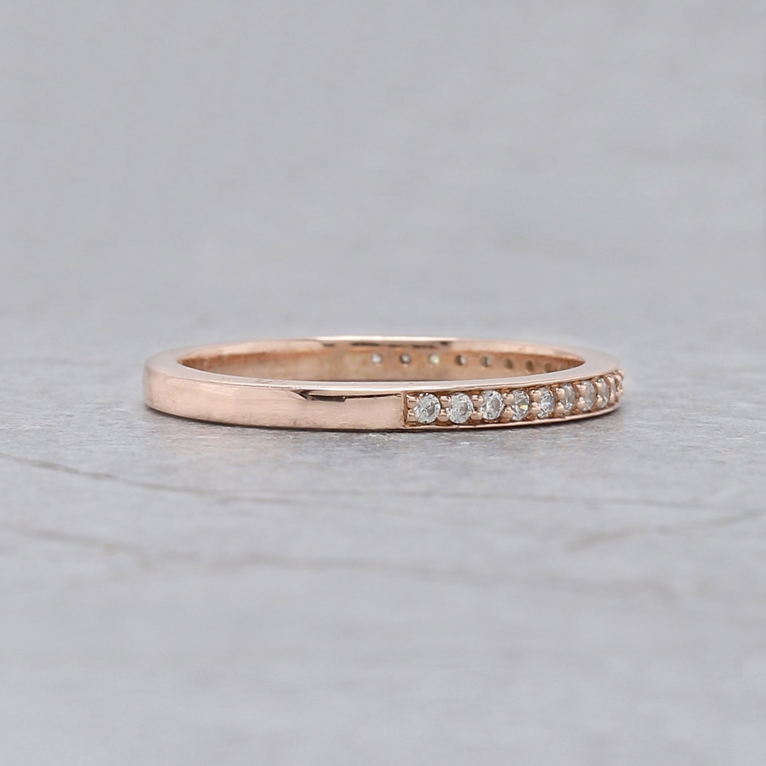 Round White Diamond Band Engagement Wedding Gift Band 14K Solid Rose White Yellow Gold Band 0.15 Ct KD887
