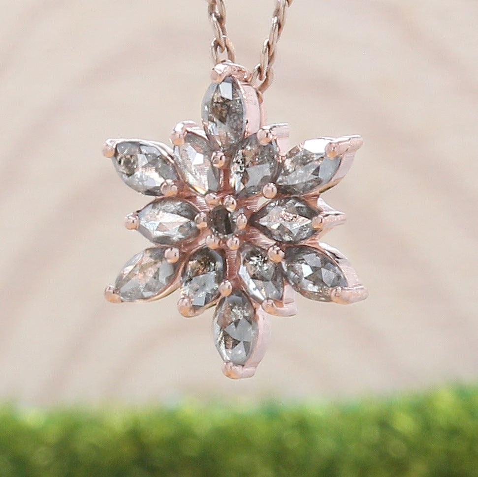 Marquise Salt And Pepper Diamond Pendant, Marquise Unique Diamond Pendant, Dangling Diamond Pendant, No Chain Including Only Pendant KDN1583