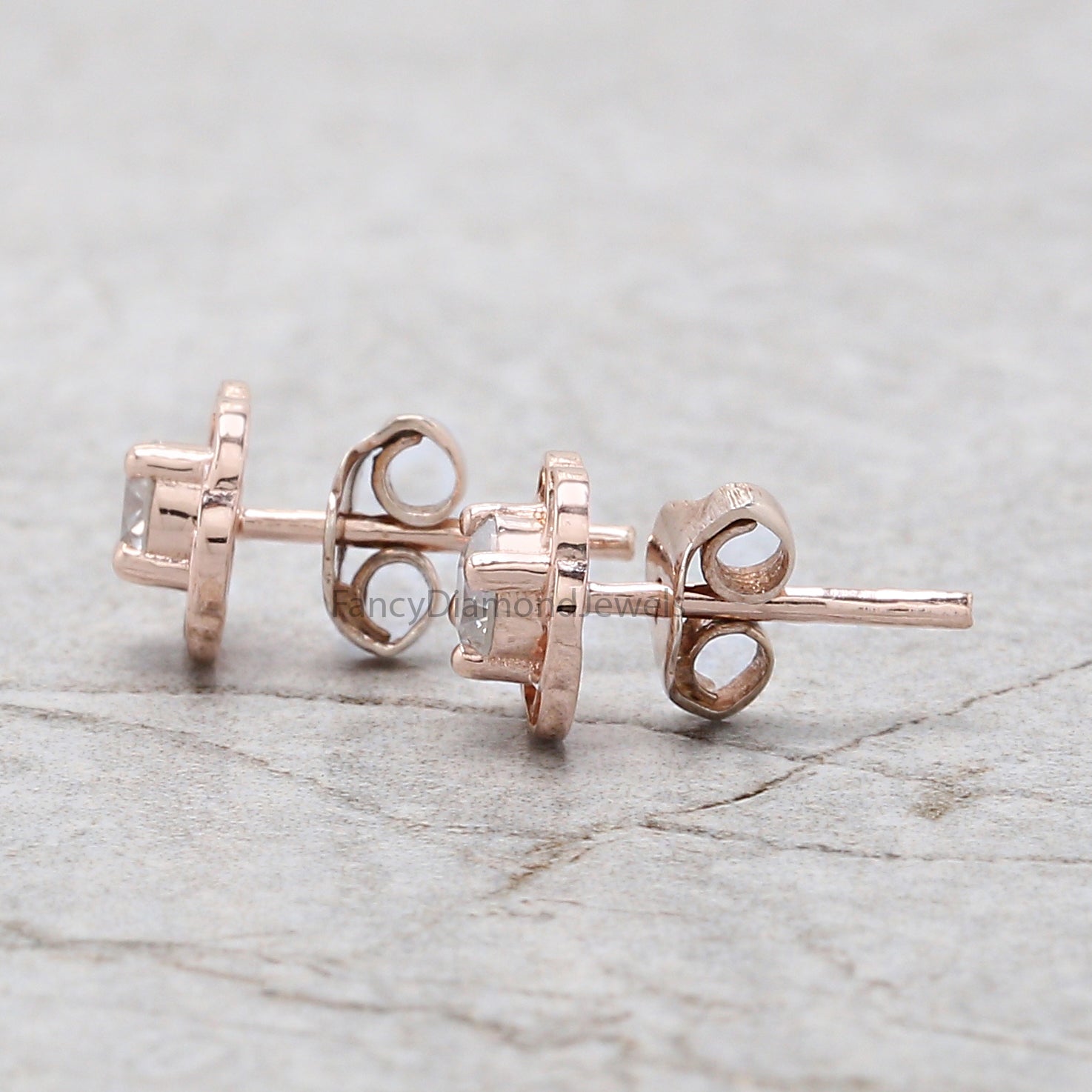 Round Salt And Pepper Diamond Earring 0.37 Ct 3.60 MM Round Diamond Earring 14K Rose Gold Silver Engagement Earring Gift For Her QN1870