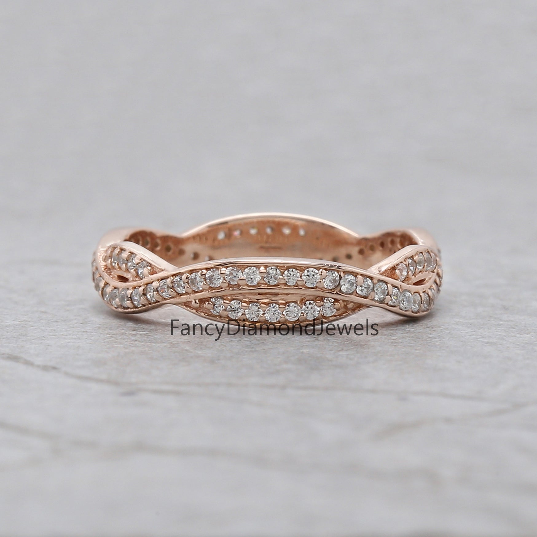 Round White Diamond Band Engagement Wedding Gift Band 14K Solid Rose White Yellow Gold Band 0.46 Ct KD912