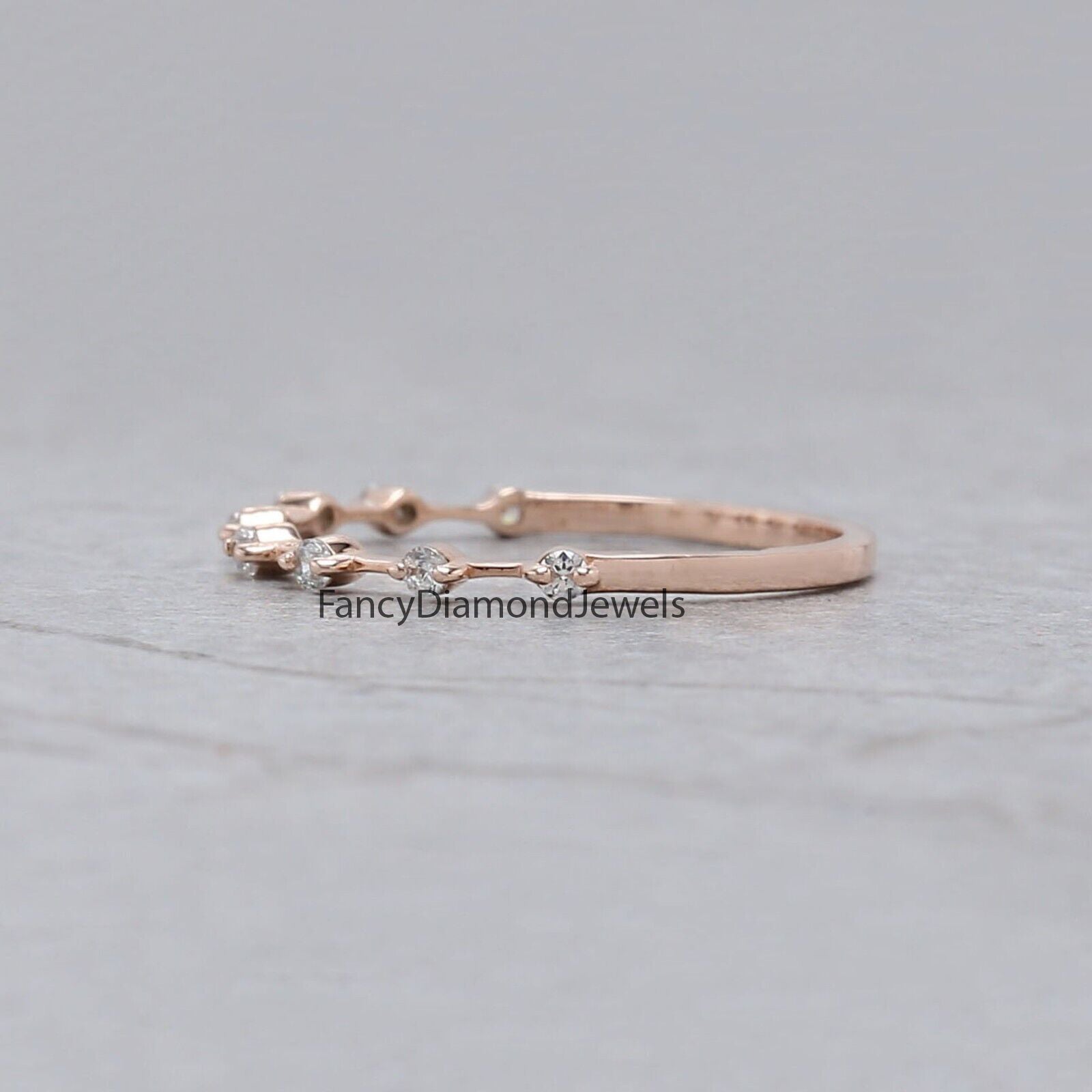 Round White Diamond Band Engagement Wedding Gift Band 14K Solid Rose White Yellow Gold Band 0.12 Ct KD906