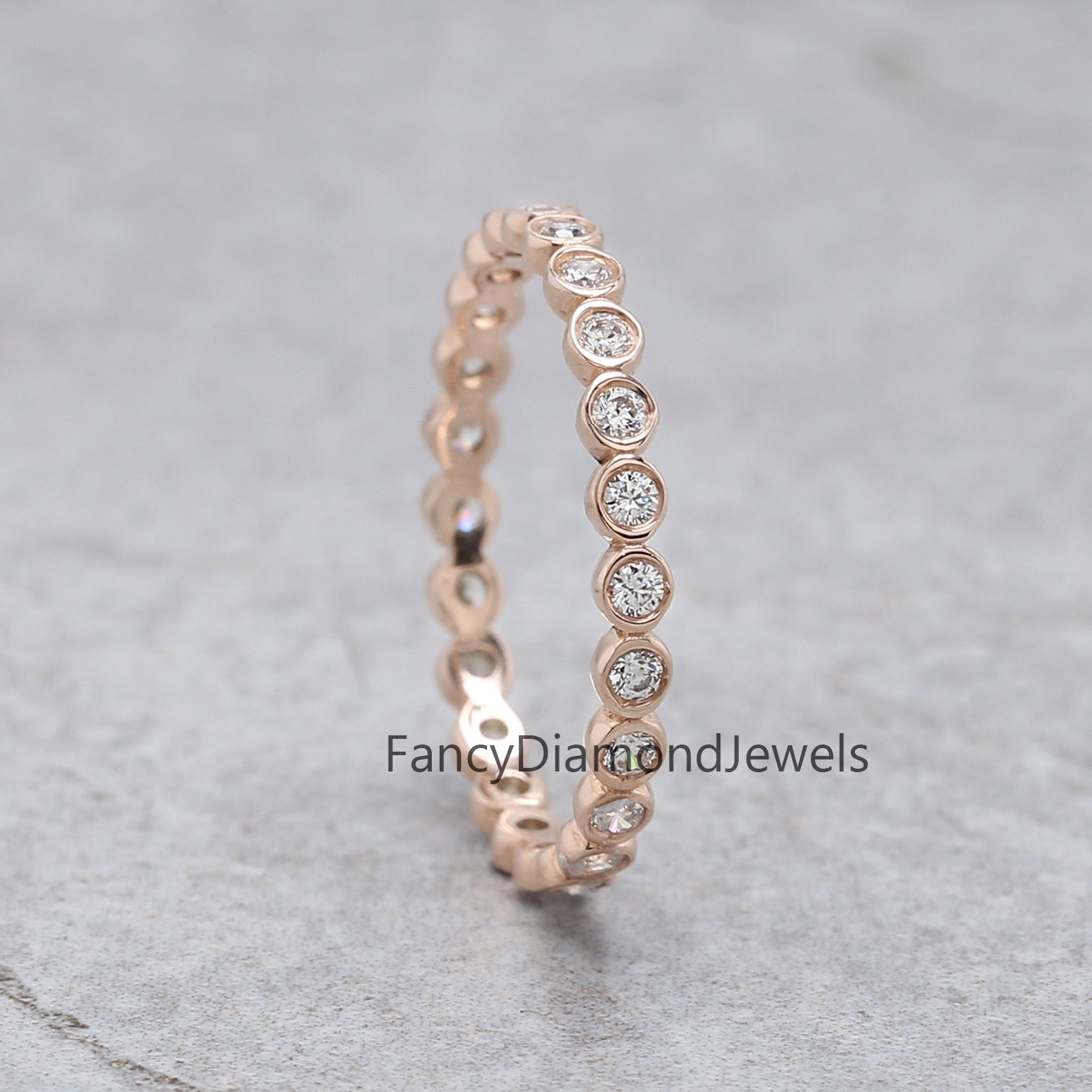Round White Diamond Band Engagement Wedding Gift Band 14K Solid Rose White Yellow Gold Band 0.36 Ct KD889